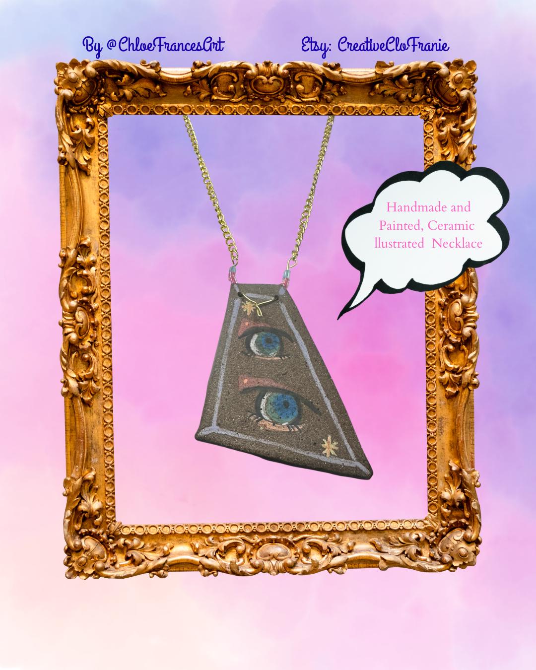 Vision - Abstract Illustrated Ceramic Necklace