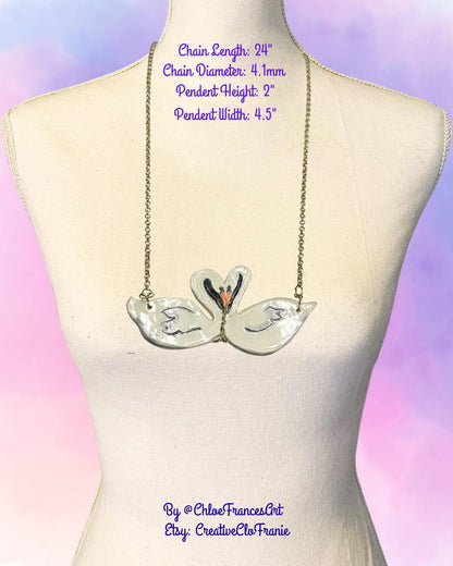 Swan Lovers Porcelain Necklace