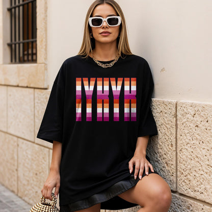 Black t-shirt with &amp;quot;NYX&amp;quot; in rainbow stripes.