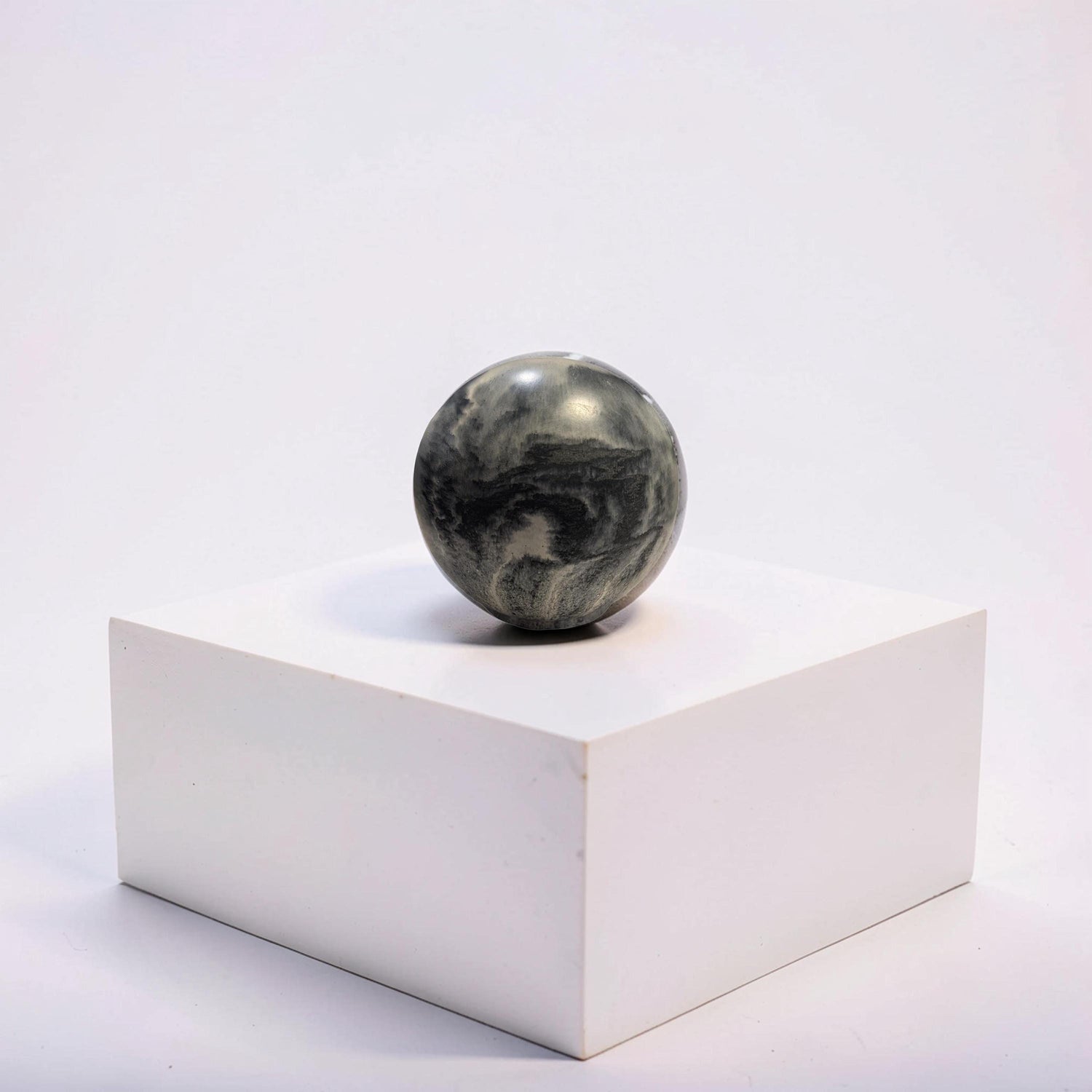 Large 4&amp;quot; Concrete Decorative Sphere -Minimalist Marbled Stone Ball - Modern Industrial Shelf Decor, Brutalist Paperweight, Zen Garden Accent