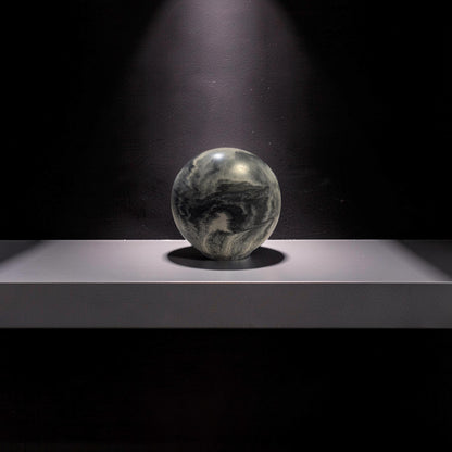 Large 4&amp;quot; Concrete Decorative Sphere -Minimalist Marbled Stone Ball - Modern Industrial Shelf Decor, Brutalist Paperweight, Zen Garden Accent
