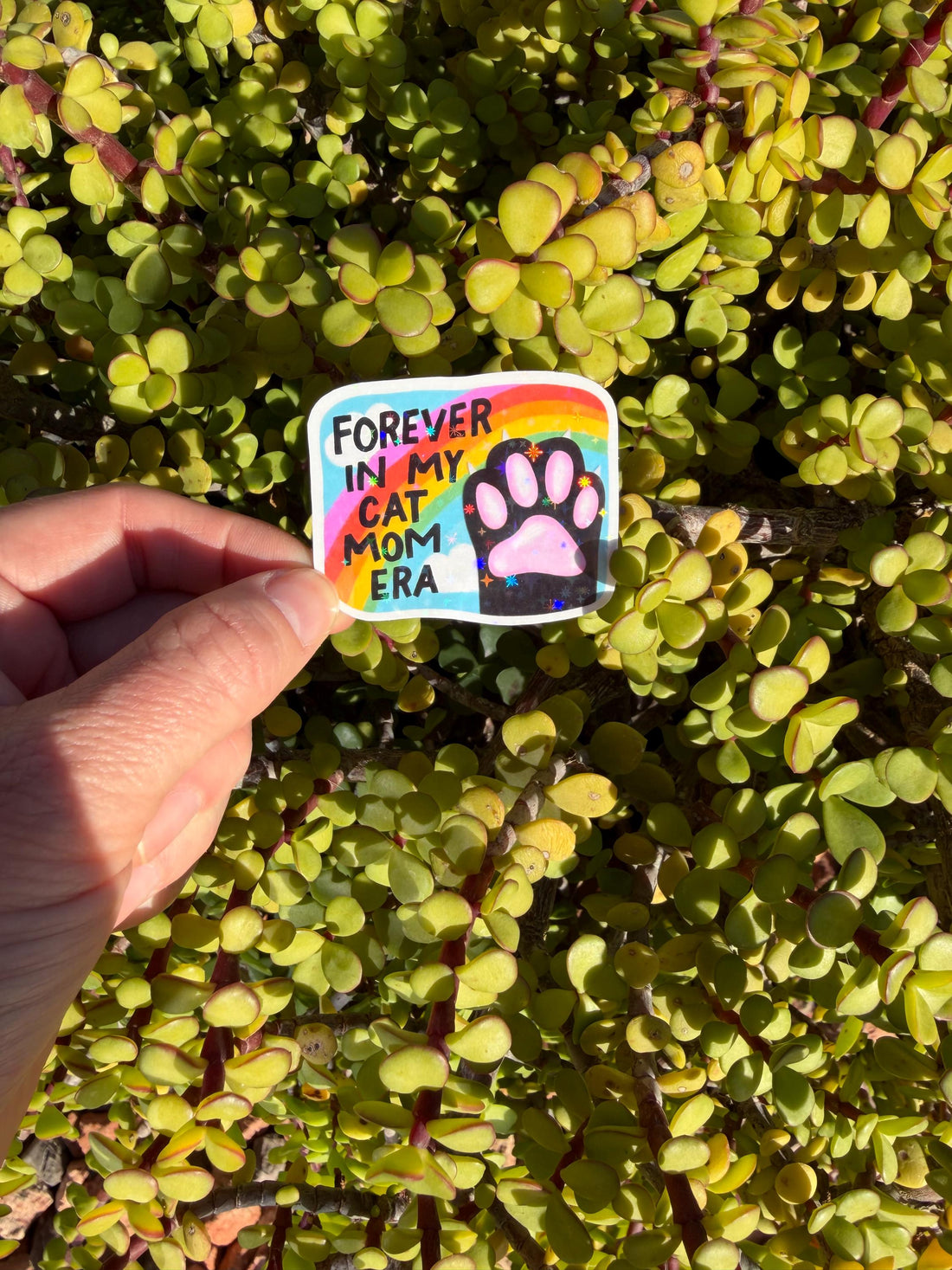 Forever in My Cat Mom Era Sticker | Funny Cat Lover Sticker | Rainbow Aesthetic Y2K | Cat Mom Gift | Water-Resistant Vinyl