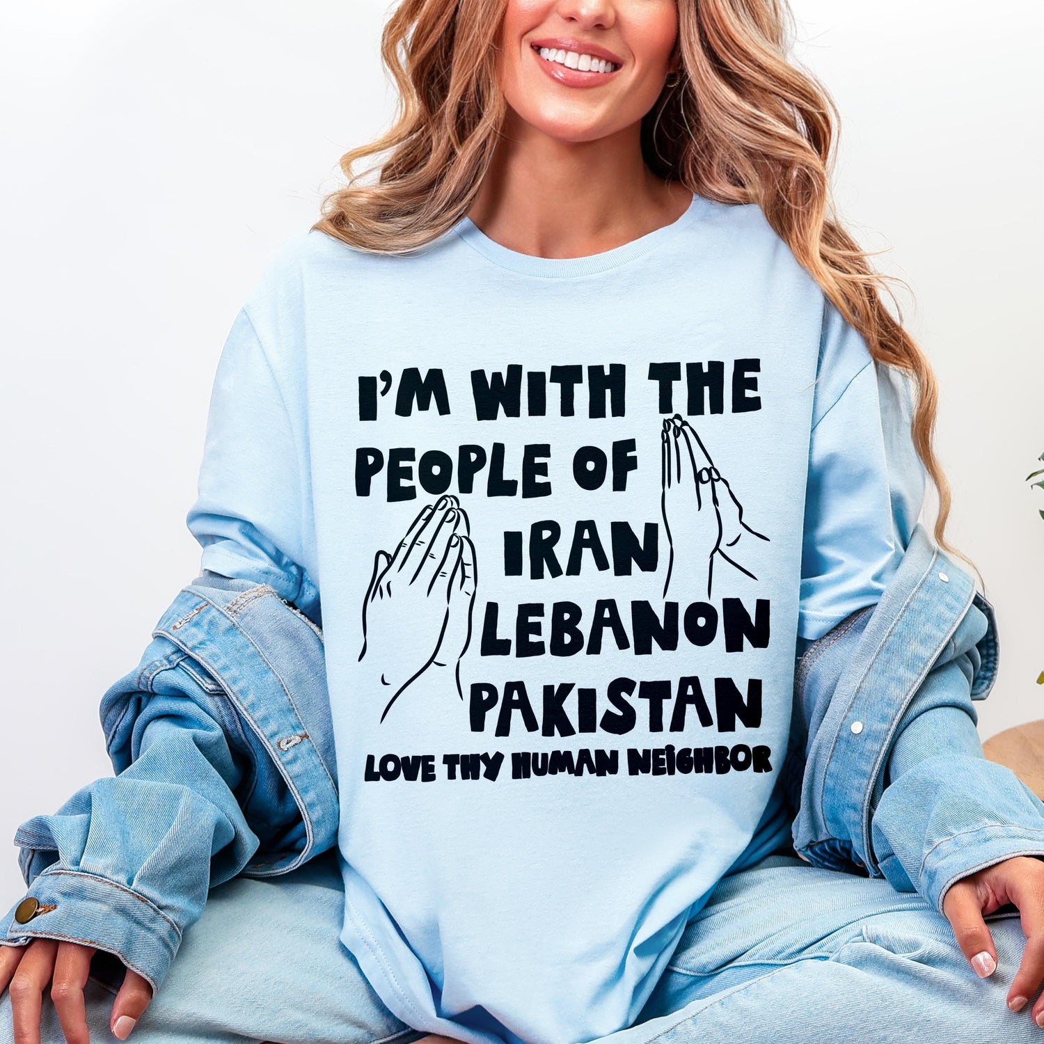 Light blue long-sleeve shirt with &amp;quot;I&amp;