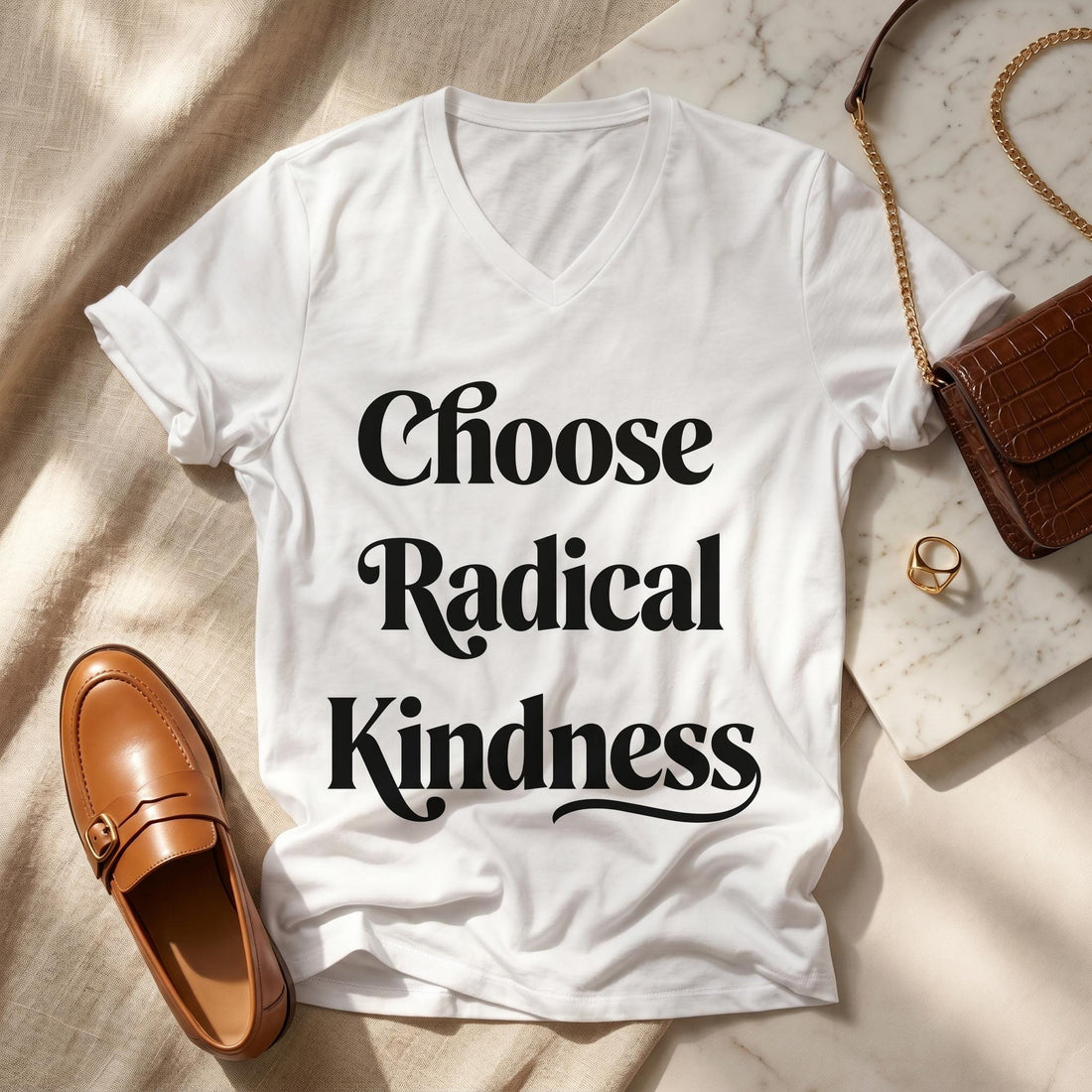 Choose Radical Kindness V Neck T Shirt, Progressive Political Human Rights Tshirt, Liberal Anti Trump Statement Tee