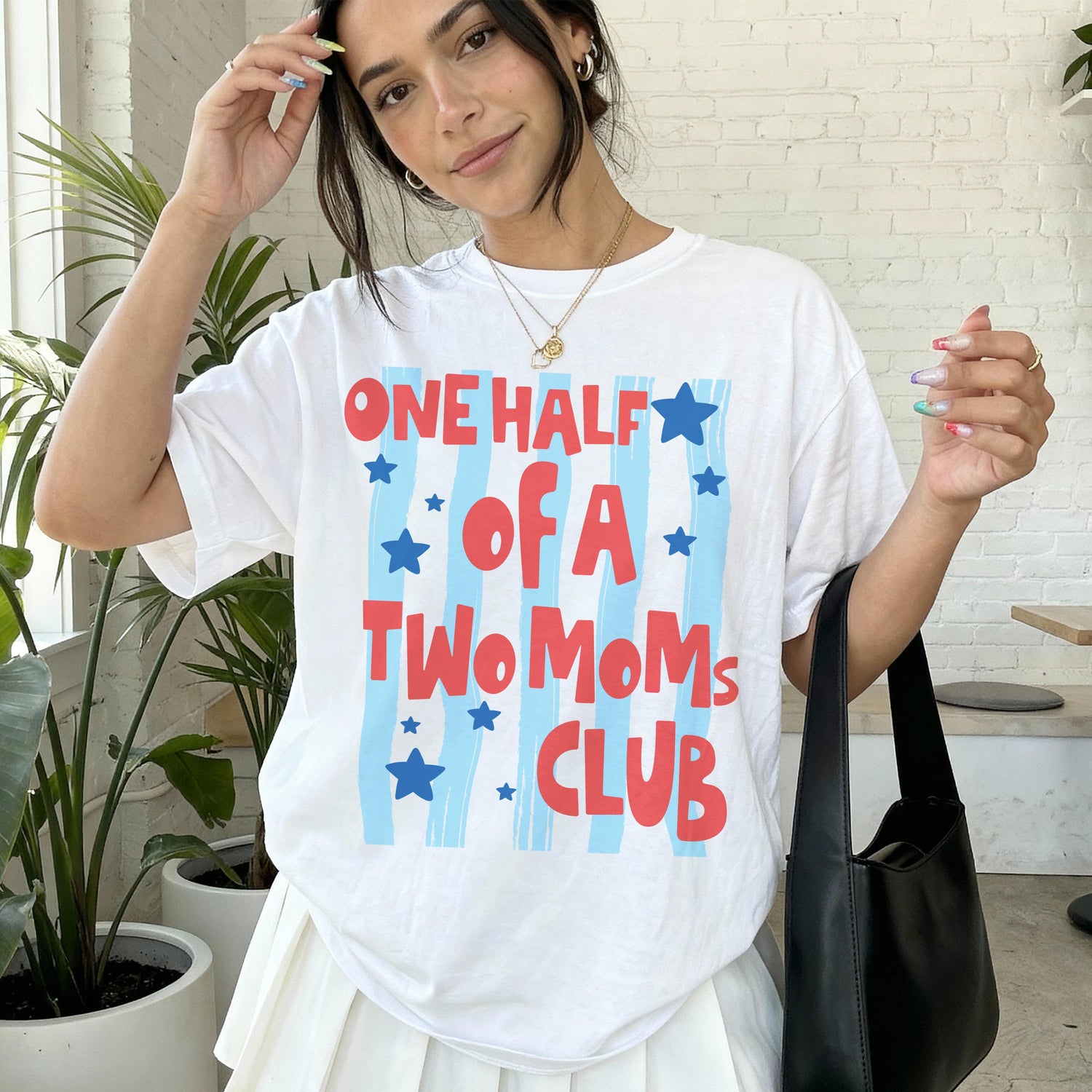 One Half Of A Two Mom Club T-Shirt, Lesbian Moms Tee, Matching Partner Pride Shirt, Mothers Day Gift for Her, Two Mom Family