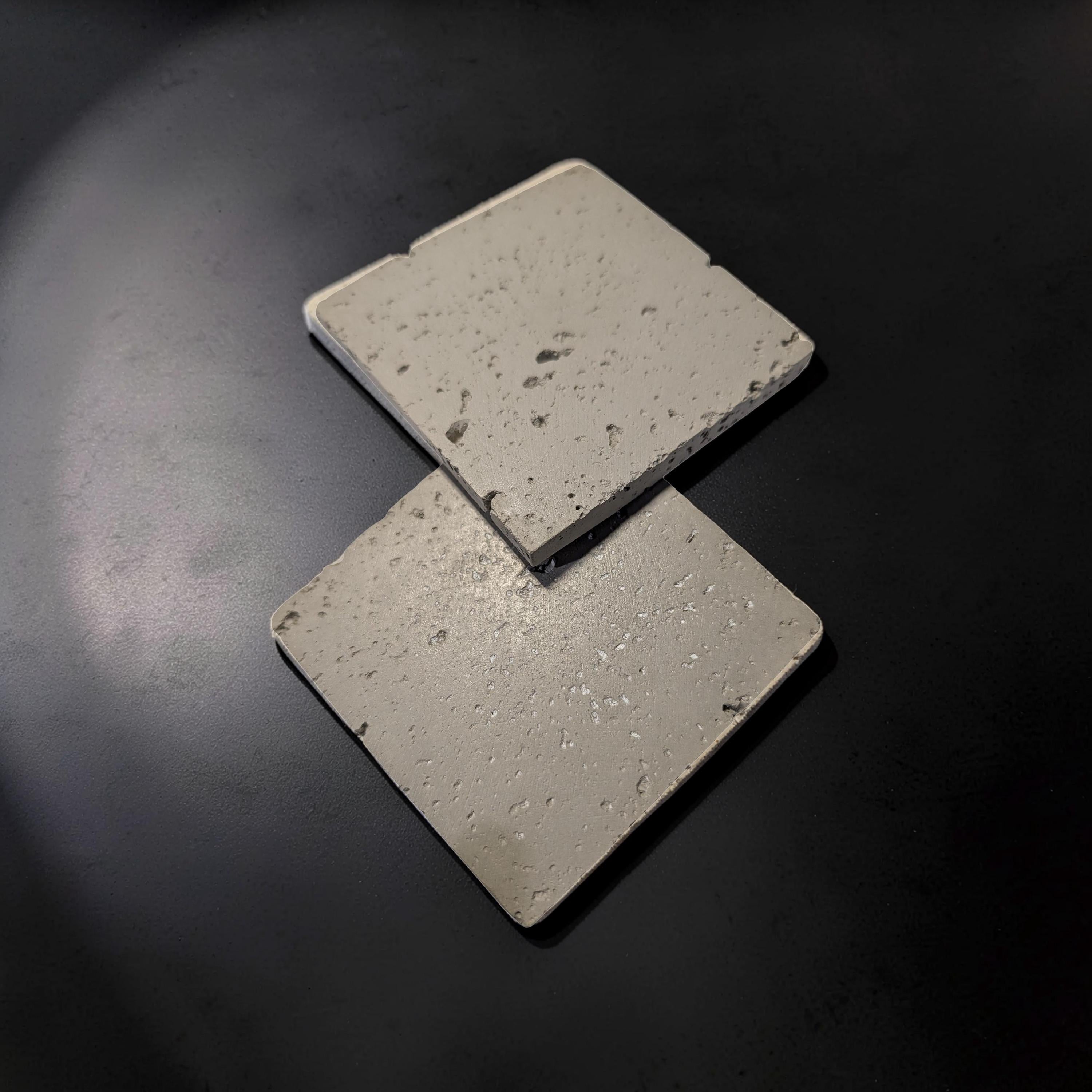 Minimalist Concrete Coasters Set of 2, Modern Industrial Drink Coasters with Cork Feet, Square Cement Product Photography Props