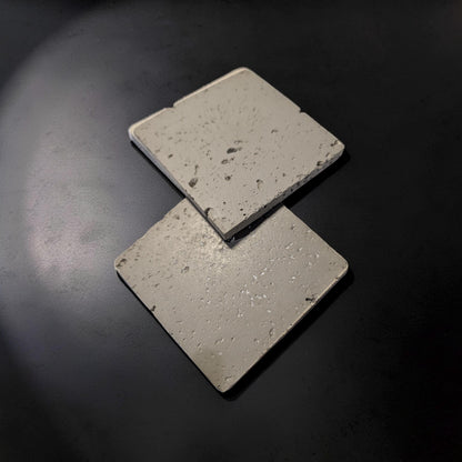 Minimalist Concrete Coasters Set of 2, Modern Industrial Drink Coasters with Cork Feet, Square Cement Product Photography Props