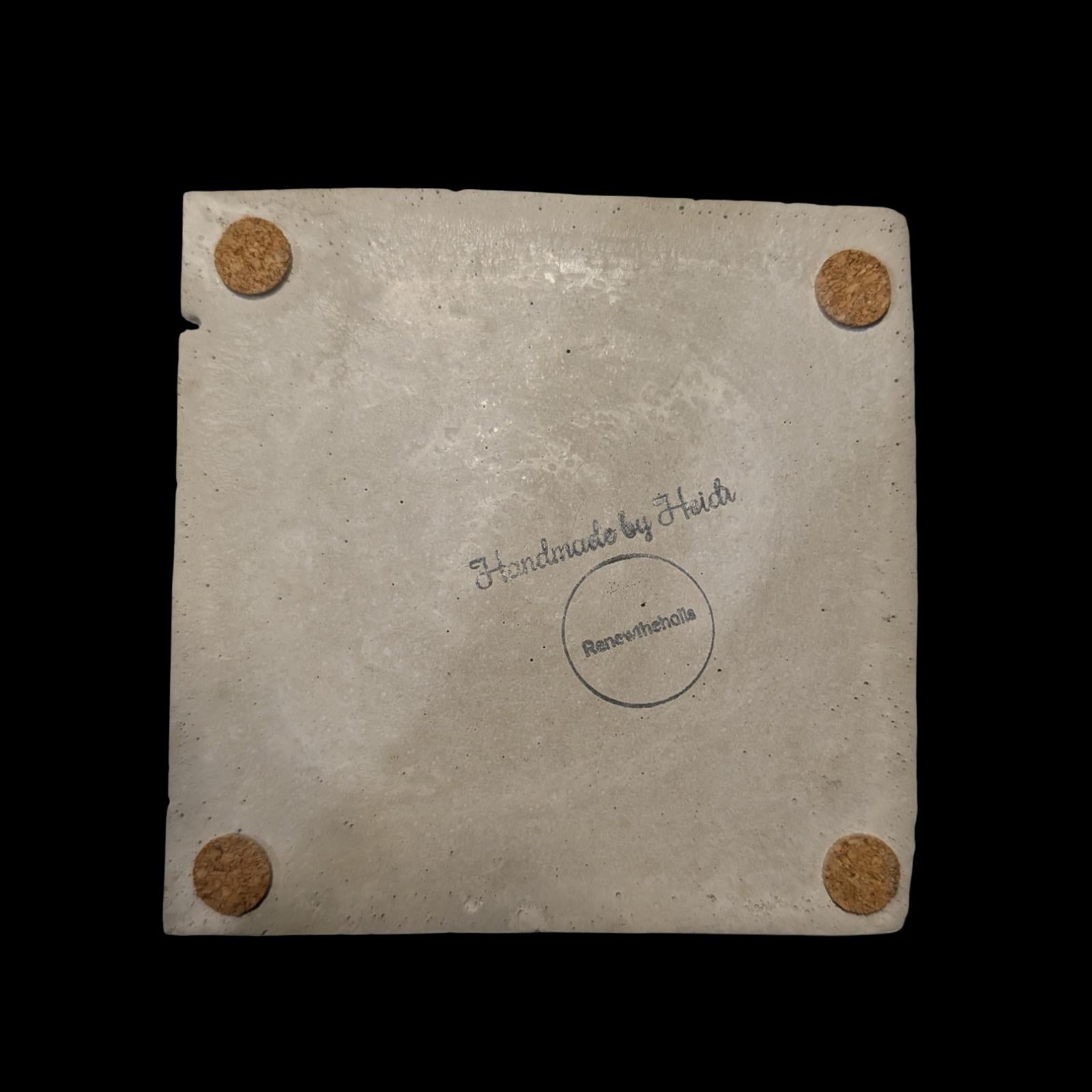 Minimalist Concrete Coasters Set of 2, Modern Industrial Drink Coasters with Cork Feet, Square Cement Product Photography Props