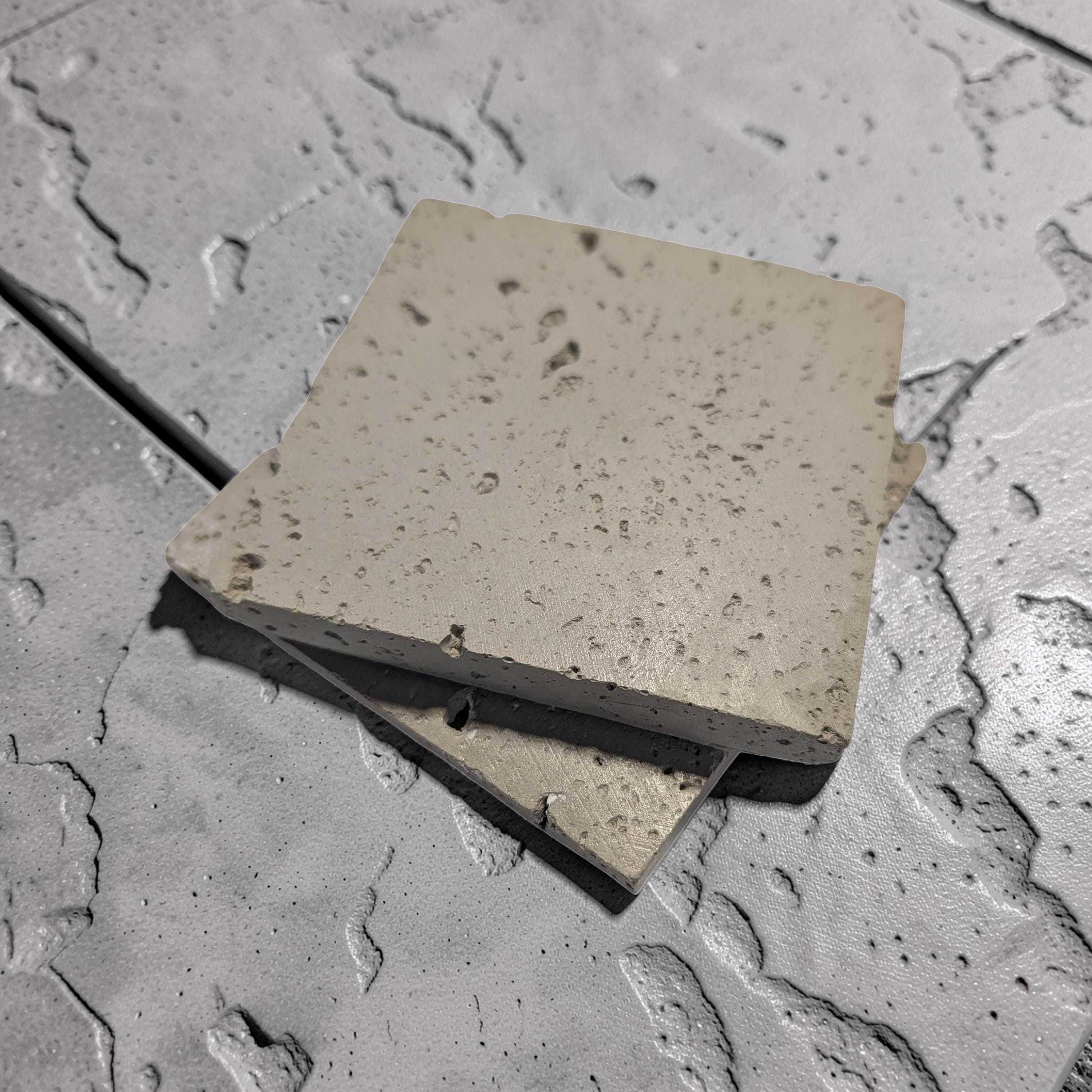 Minimalist Concrete Coasters Set of 2, Modern Industrial Drink Coasters with Cork Feet, Square Cement Product Photography Props