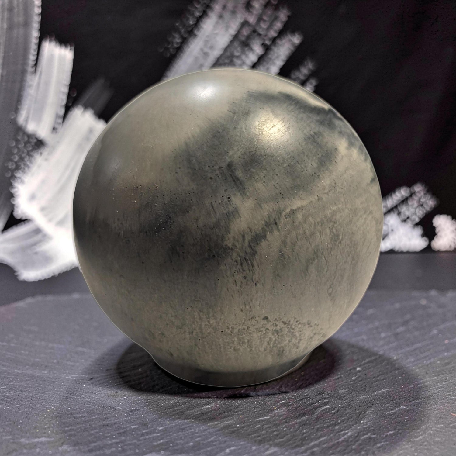 Large 4&amp;quot; Concrete Decorative Sphere -Minimalist Marbled Stone Ball - Modern Industrial Shelf Decor, Brutalist Paperweight, Zen Garden Accent