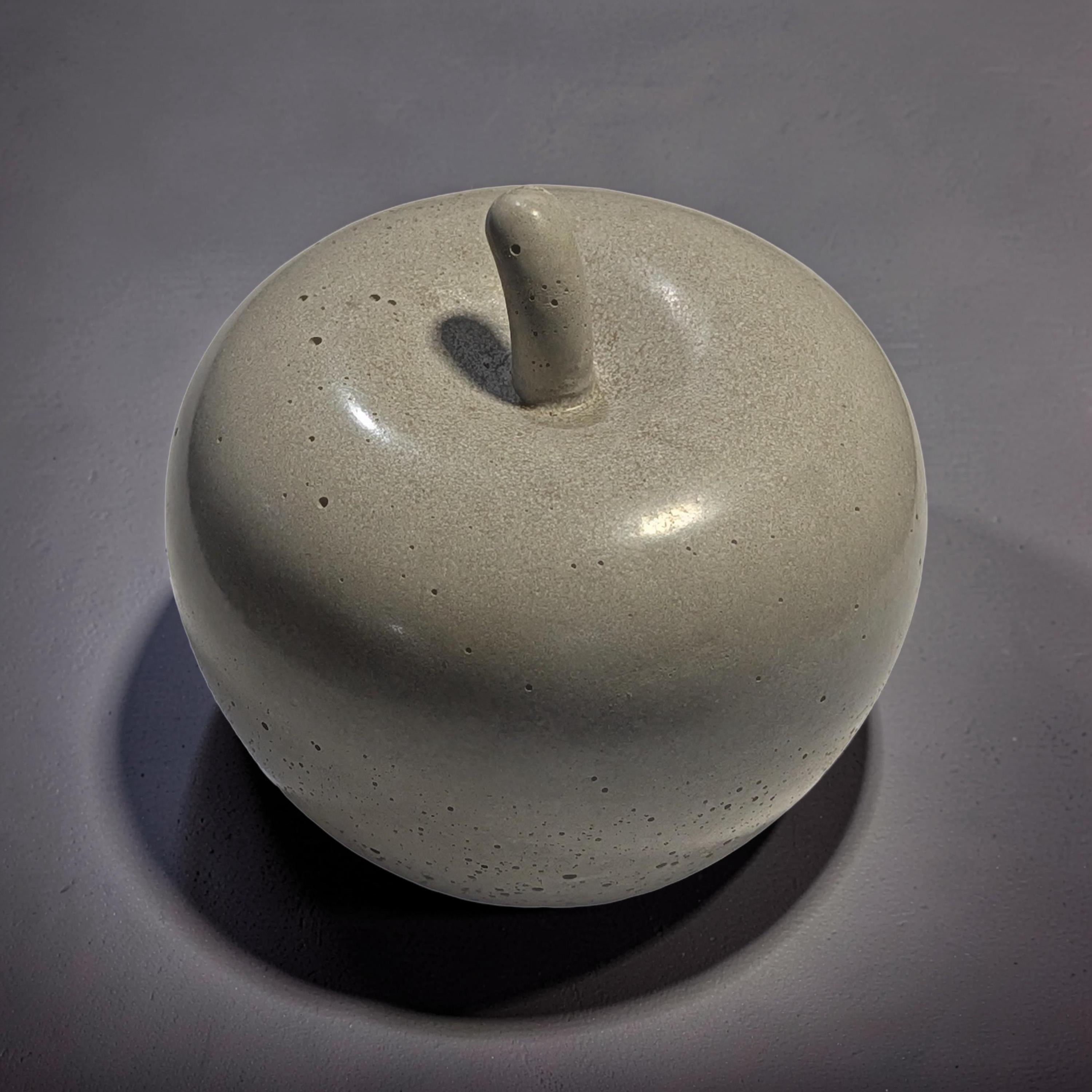 Minimalist Concrete Apple Decor - Industrial Brutalist Sculpture - Modern Farmhouse Paperweight - Natural Concrete Cement Fruit Figurine