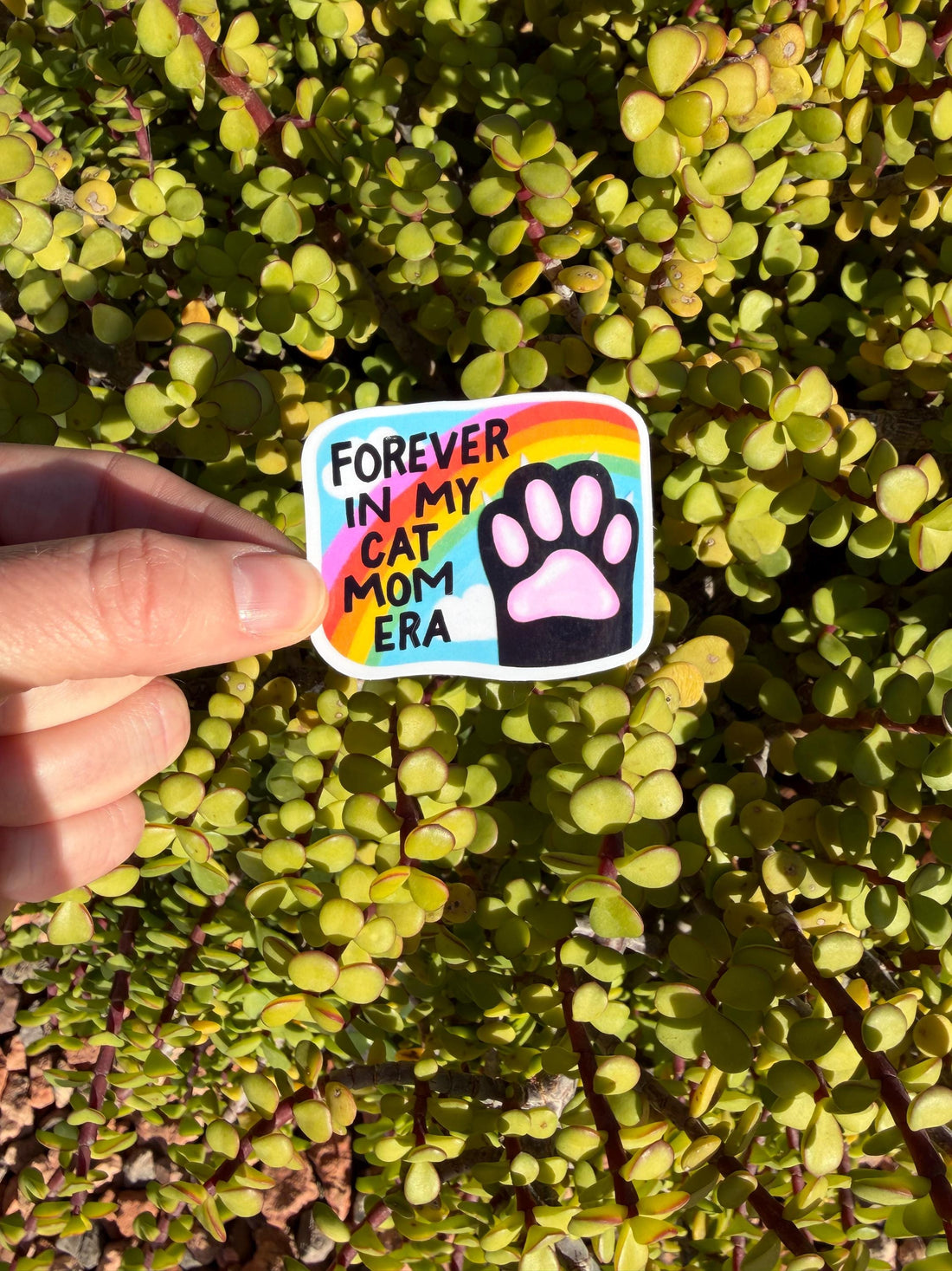 Forever in My Cat Mom Era Sticker | Funny Cat Lover Sticker | Rainbow Aesthetic Y2K | Cat Mom Gift | Water-Resistant Vinyl