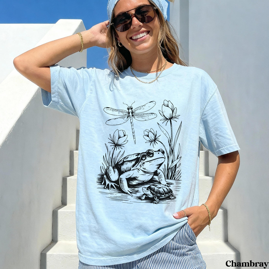 Frog Dragonfly Turtle Shirt, Cottagecore Nature Tee, Botanical Graphic T Shirt, Comfort Colors 1717, Subtle Anti Trump Political Shirt