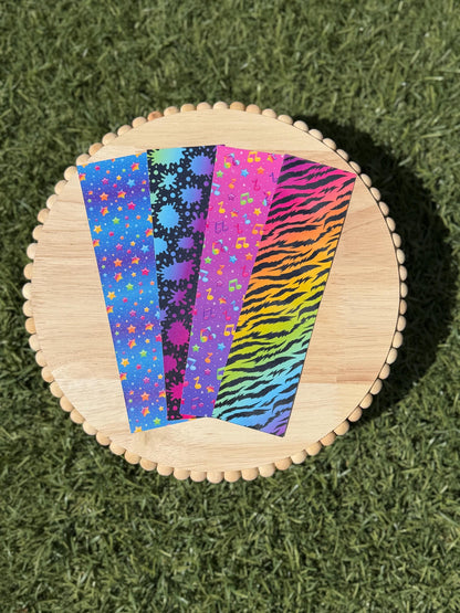 90s Nostalgia Bookmark Bundle | Rainbow Hearts, Smiley Faces &amp; Leopard Prints | Laminated | Individual or Set | Pastel Y2K Reading Gift