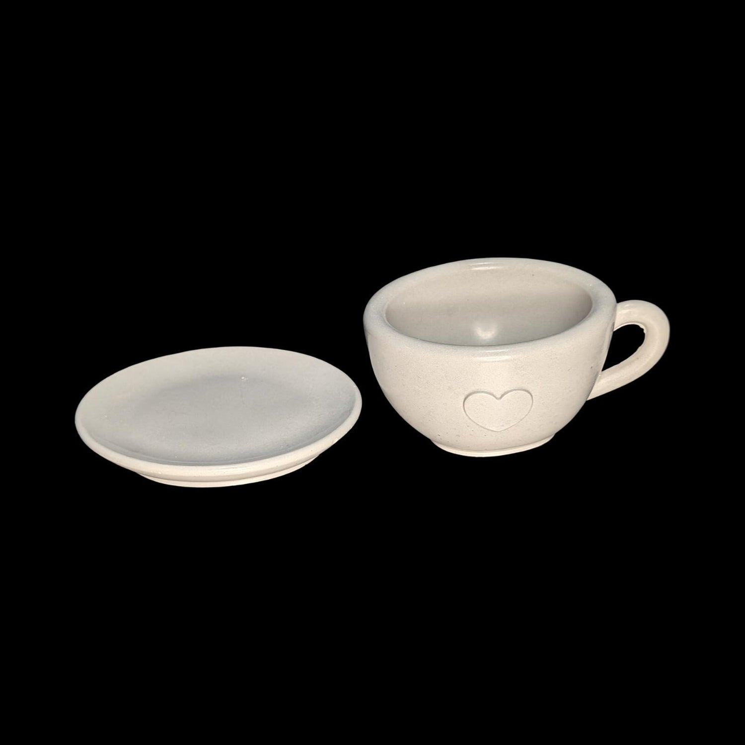 Minimalist Concrete Heart Teacup &amp; Saucer Set | Modern Succulent Planter | Jewelry Dish | Minimalist Concrete Mug + Saucer Set