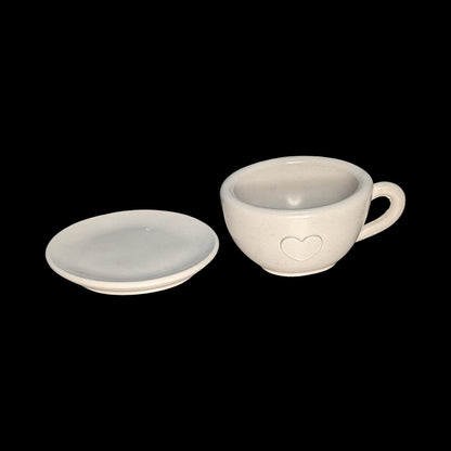 Minimalist Concrete Heart Teacup &amp; Saucer Set | Modern Succulent Planter | Jewelry Dish | Minimalist Concrete Mug + Saucer Set