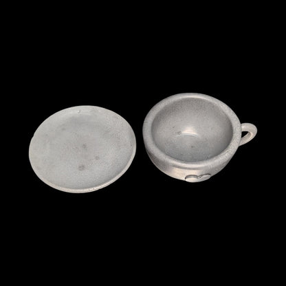 Minimalist Concrete Heart Teacup &amp; Saucer Set | Modern Succulent Planter | Jewelry Dish | Minimalist Concrete Mug + Saucer Set