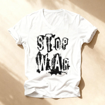 White t-shirt with black &amp;quot;STOP WEAR&amp;quot; text graphic.