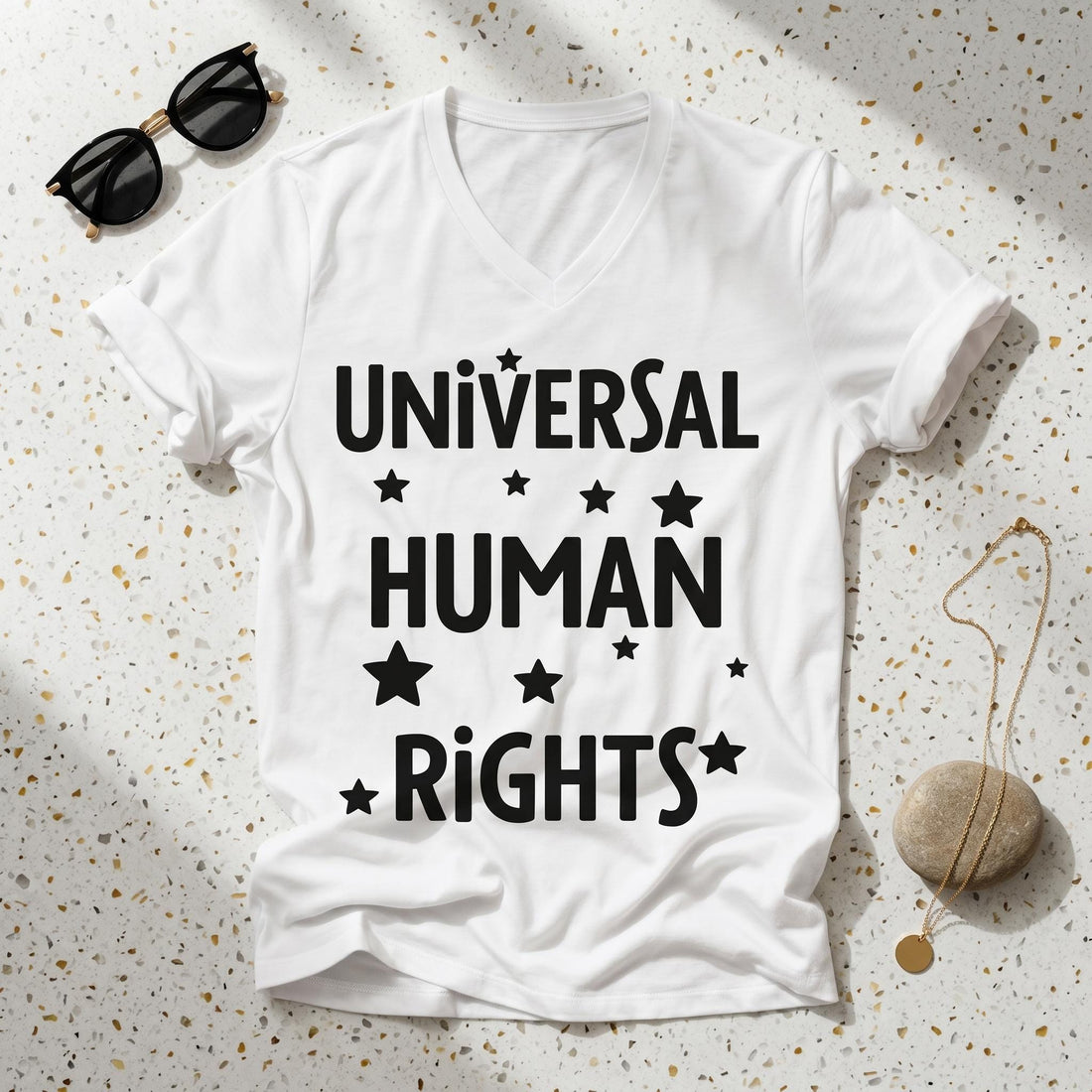Universal Human Rights V Neck T Shirt, Social Justice Activist Tshirt, Progressive Liberal Leftist Top