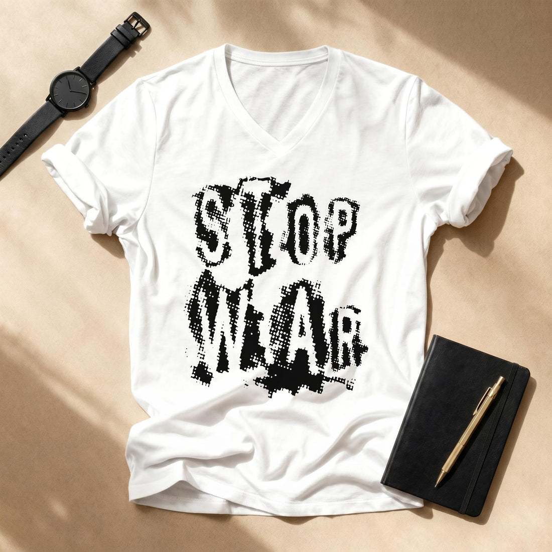 Stop War V Neck T Shirt, Anti Trump Protest Tee, No Iran War Activist Shirt, Anti Fascist Apparel, Pro Peace Grunge Design Top