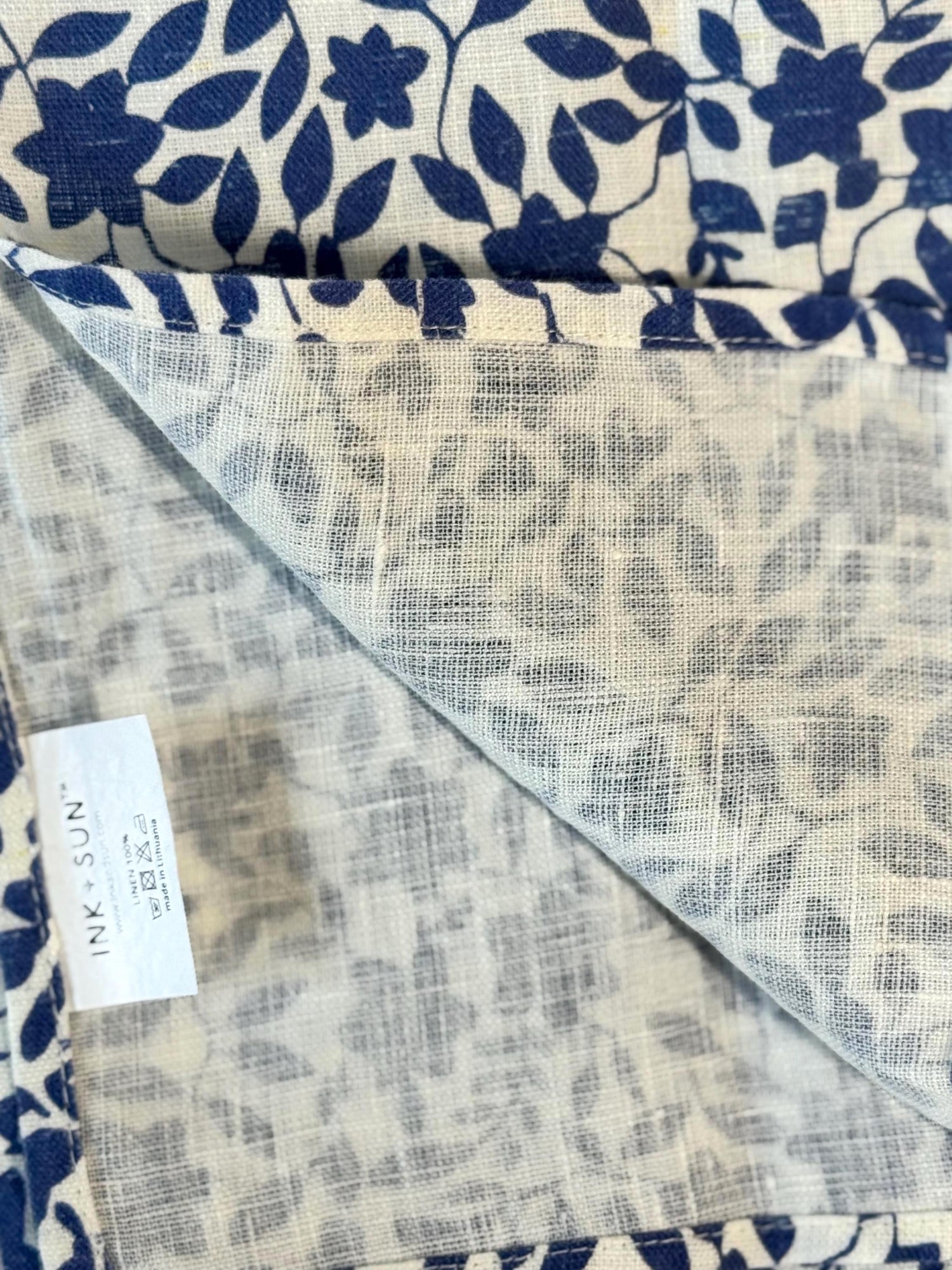 Blue Botanical Napkins – Linen Cloth Napkin – Floral Table Decor