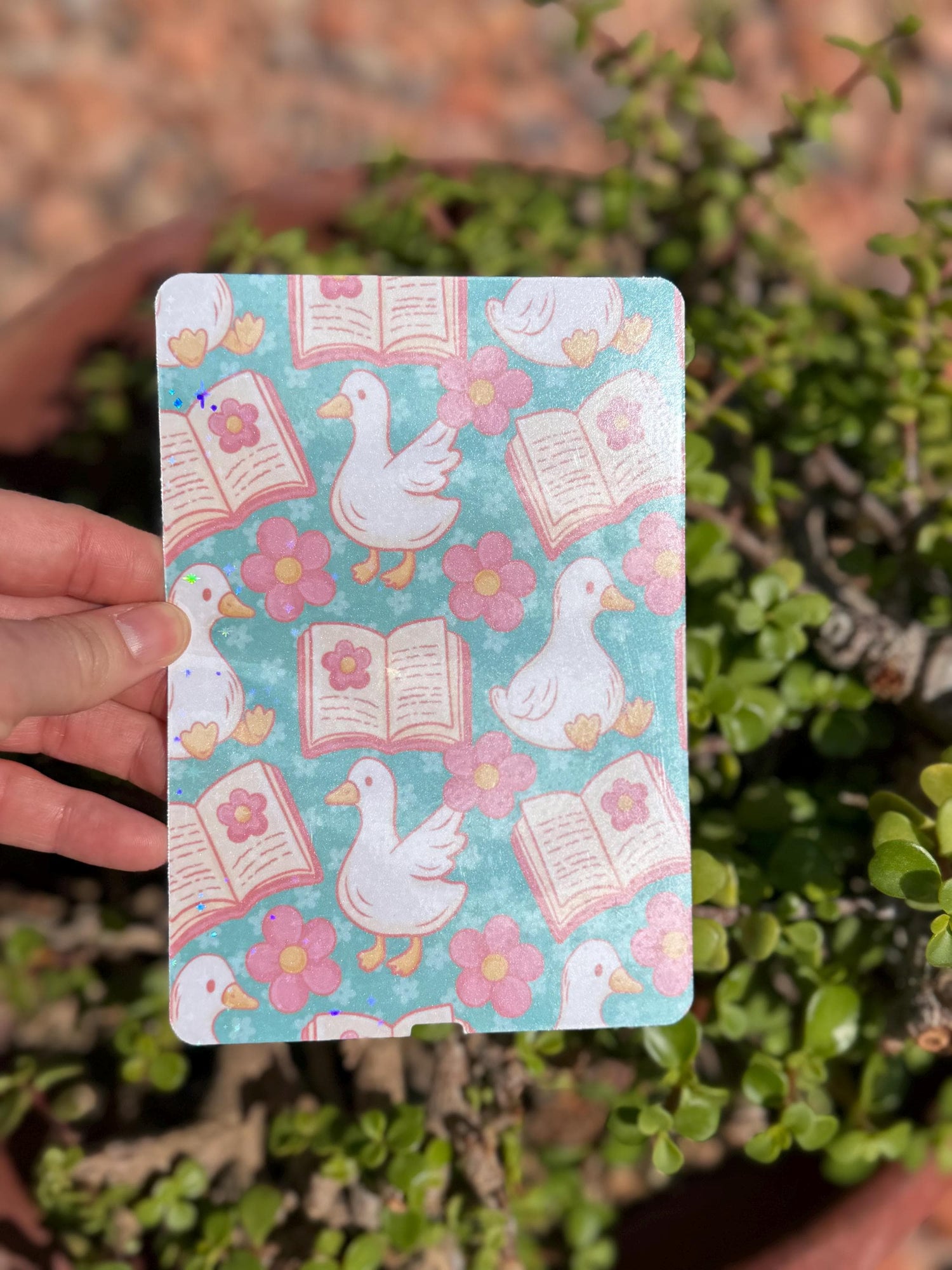 Bookish Goose Kindle Insert | Floral Reader E-Reader Case Insert | Cute Duck Reading Aesthetic | Clear or Holographic