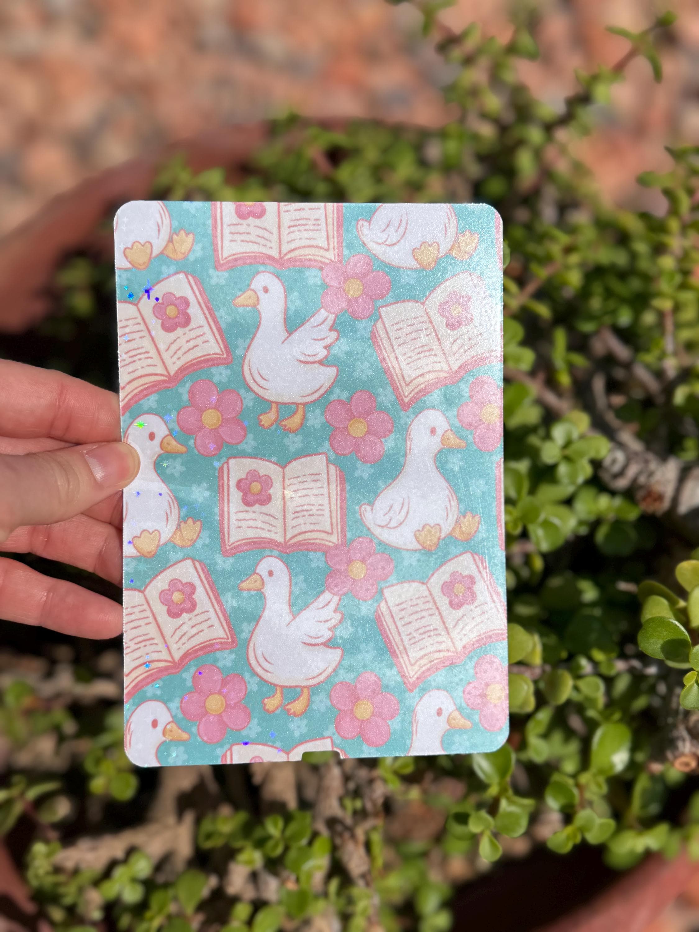 Bookish Goose Kindle Insert | Floral Reader E-Reader Case Insert | Cute Duck Reading Aesthetic | Clear or Holographic
