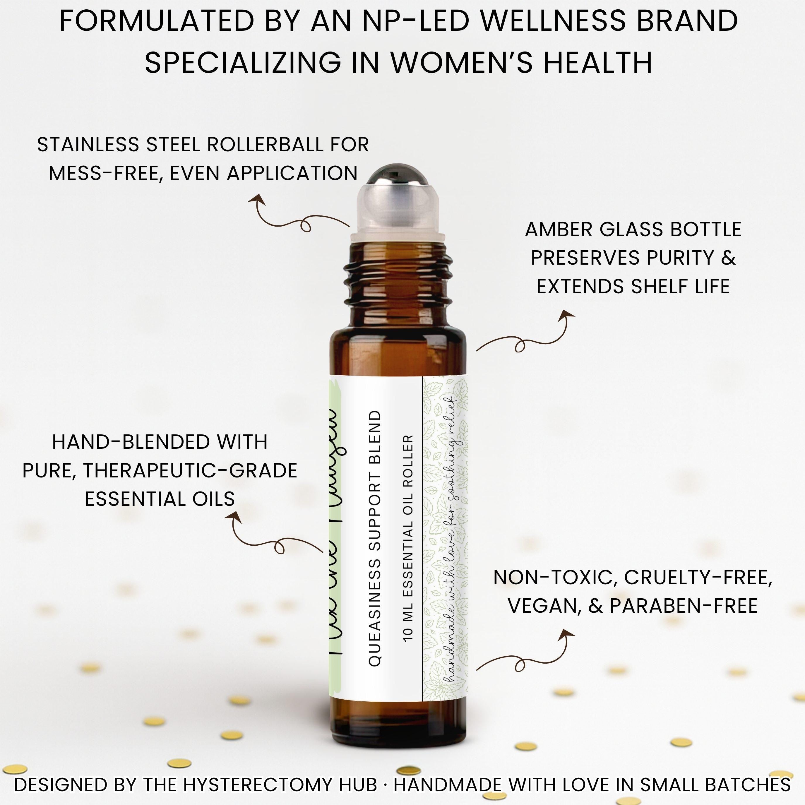 Nix The Nausea Essential Oil Roller | Queasiness Post Hysterectomy Aromatherapy Blend | Hysto Surgery Recovery Gift | No Uterus Care Package