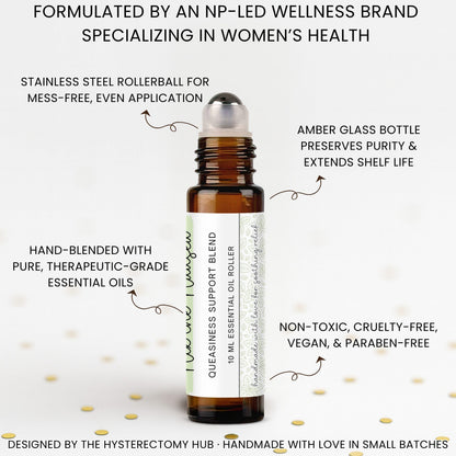 Nix The Nausea Essential Oil Roller | Queasiness Post Hysterectomy Aromatherapy Blend | Hysto Surgery Recovery Gift | No Uterus Care Package