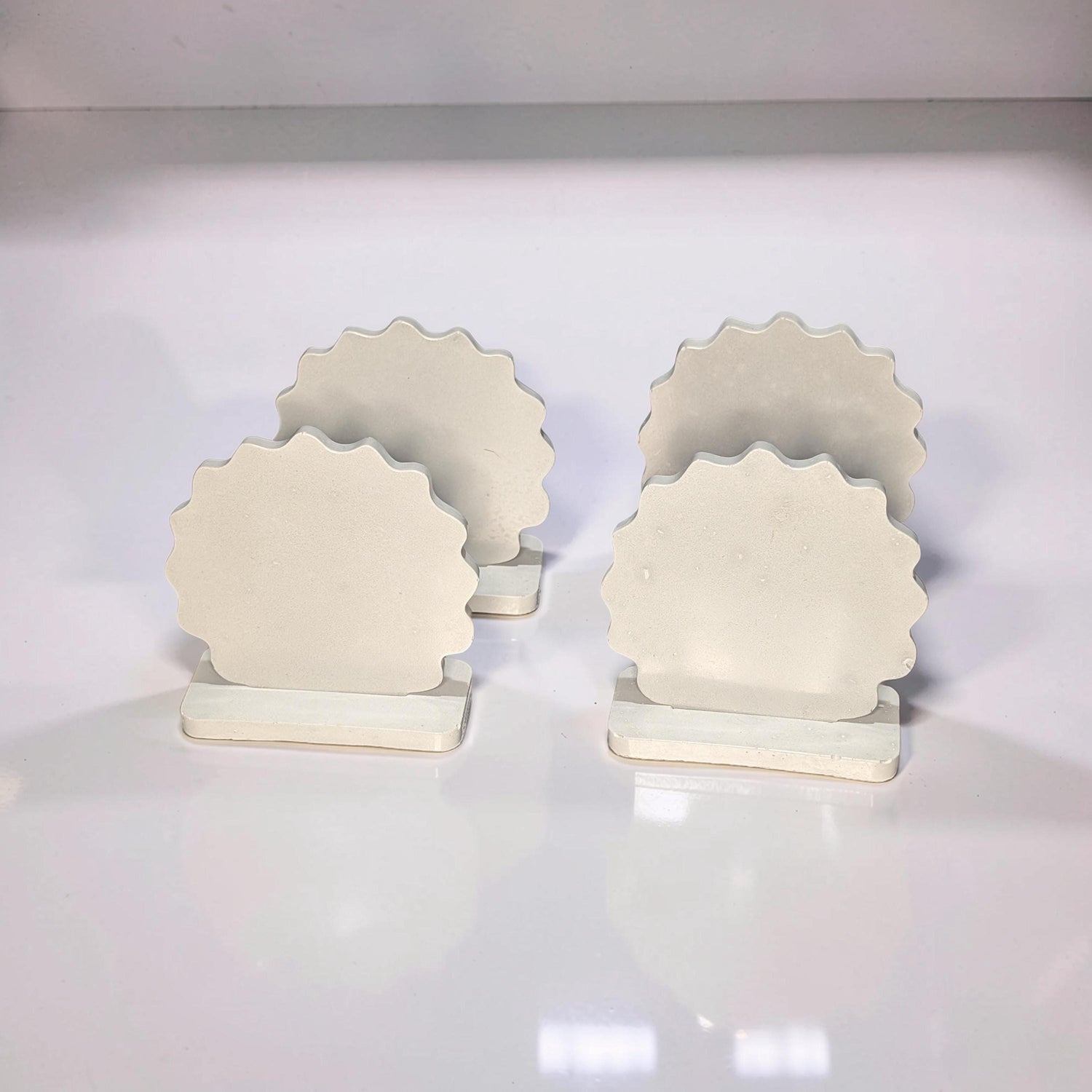 Blank Concrete Signs with Stands | Scalloped Table Top Display | DIY Wedding Table Numbers | Retail Price Signs | Small Food Stationery Sign