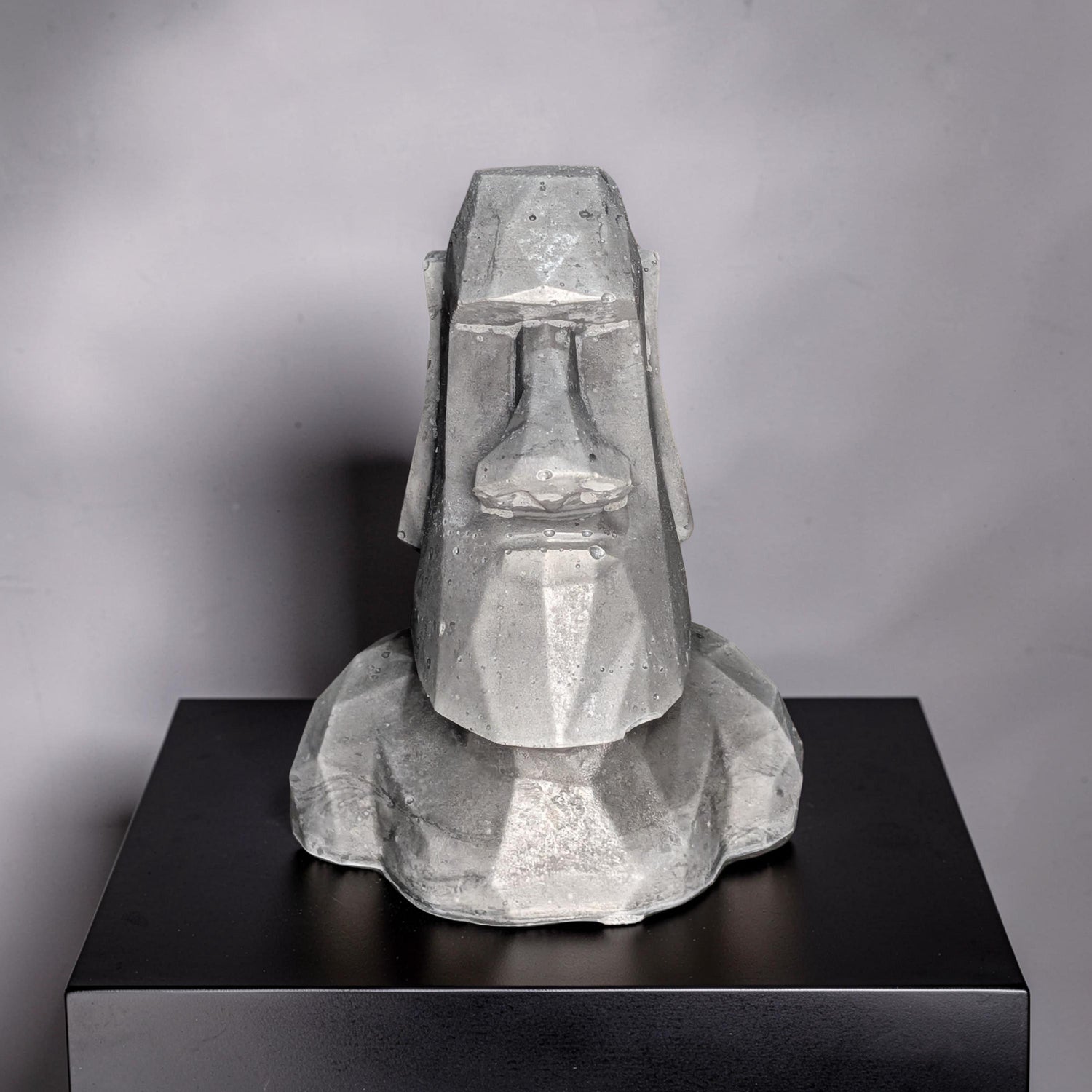 Minimalist Concrete Statue | Easter Island Moai Bust | Brutalist Home Decor Accent | Geometric Stone Face Paperweight | Bookshelf Decoration