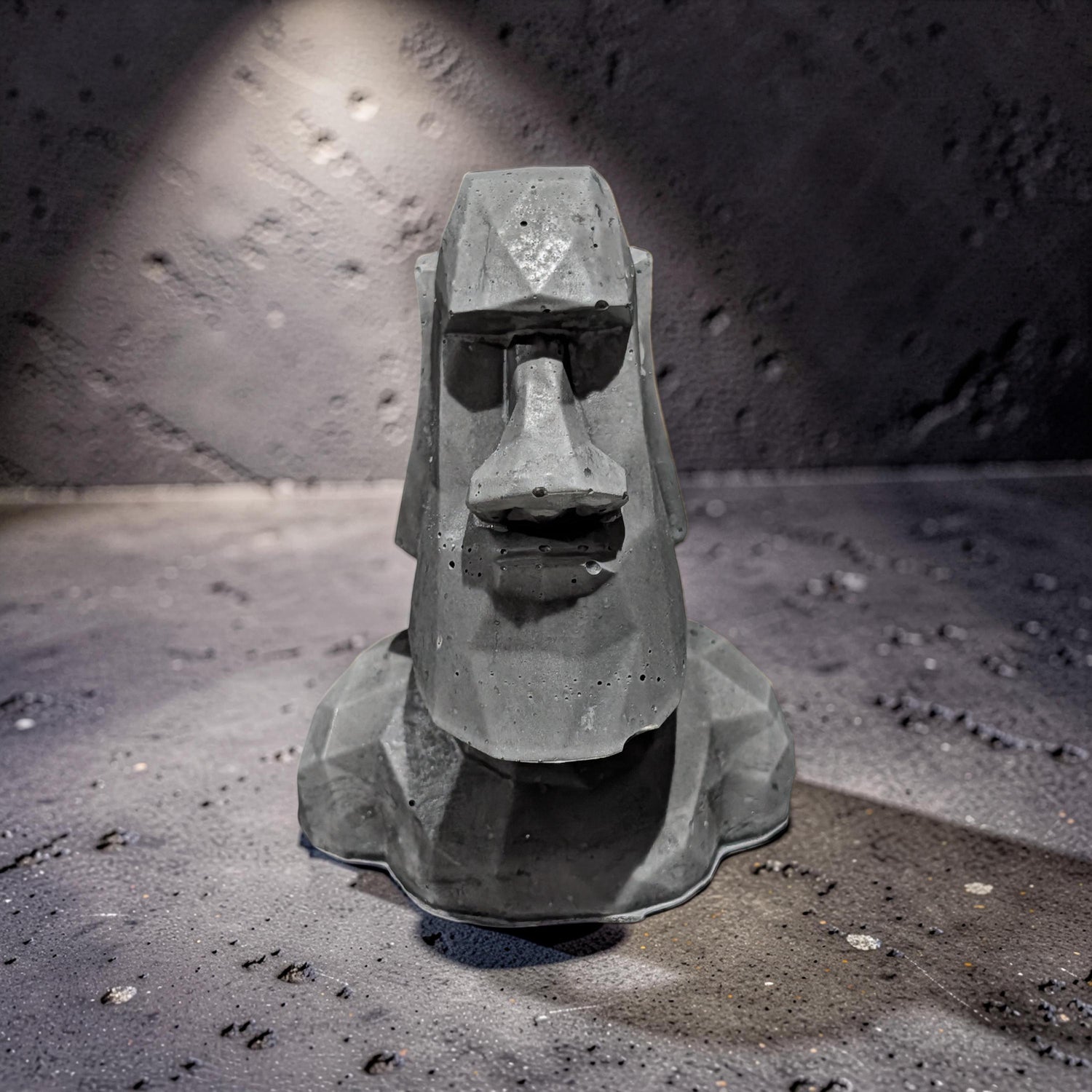 Minimalist Concrete Statue | Easter Island Moai Bust | Brutalist Home Decor Accent | Geometric Stone Face Paperweight | Bookshelf Decoration