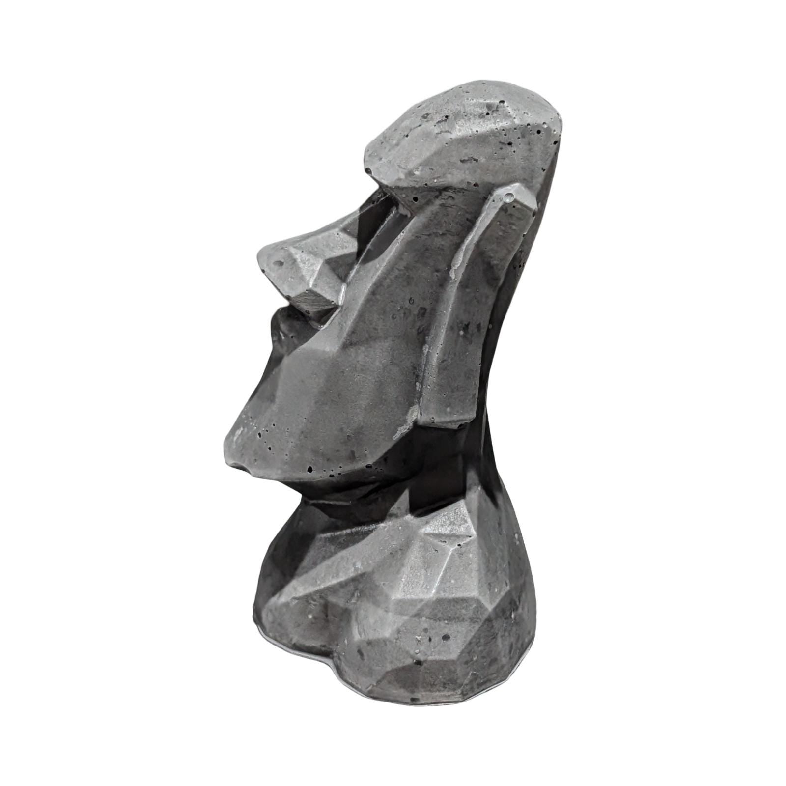 Minimalist Concrete Statue | Easter Island Moai Bust | Brutalist Home Decor Accent | Geometric Stone Face Paperweight | Bookshelf Decoration