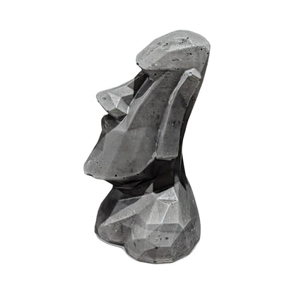 Minimalist Concrete Statue | Easter Island Moai Bust | Brutalist Home Decor Accent | Geometric Stone Face Paperweight | Bookshelf Decoration