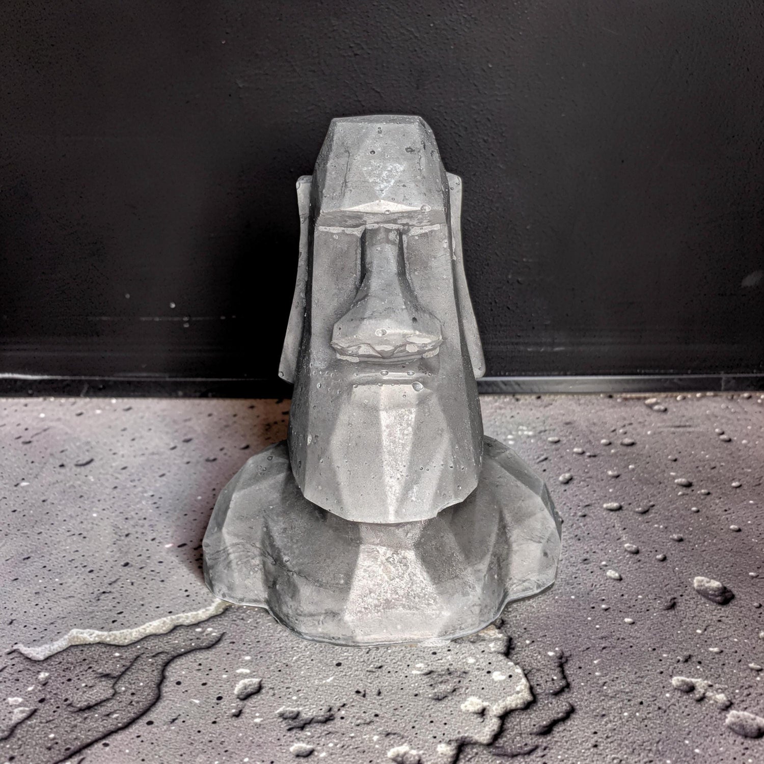 Minimalist Concrete Statue | Easter Island Moai Bust | Brutalist Home Decor Accent | Geometric Stone Face Paperweight | Bookshelf Decoration