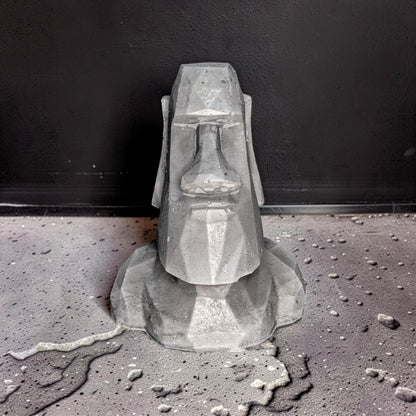 Minimalist Concrete Statue | Easter Island Moai Bust | Brutalist Home Decor Accent | Geometric Stone Face Paperweight | Bookshelf Decoration