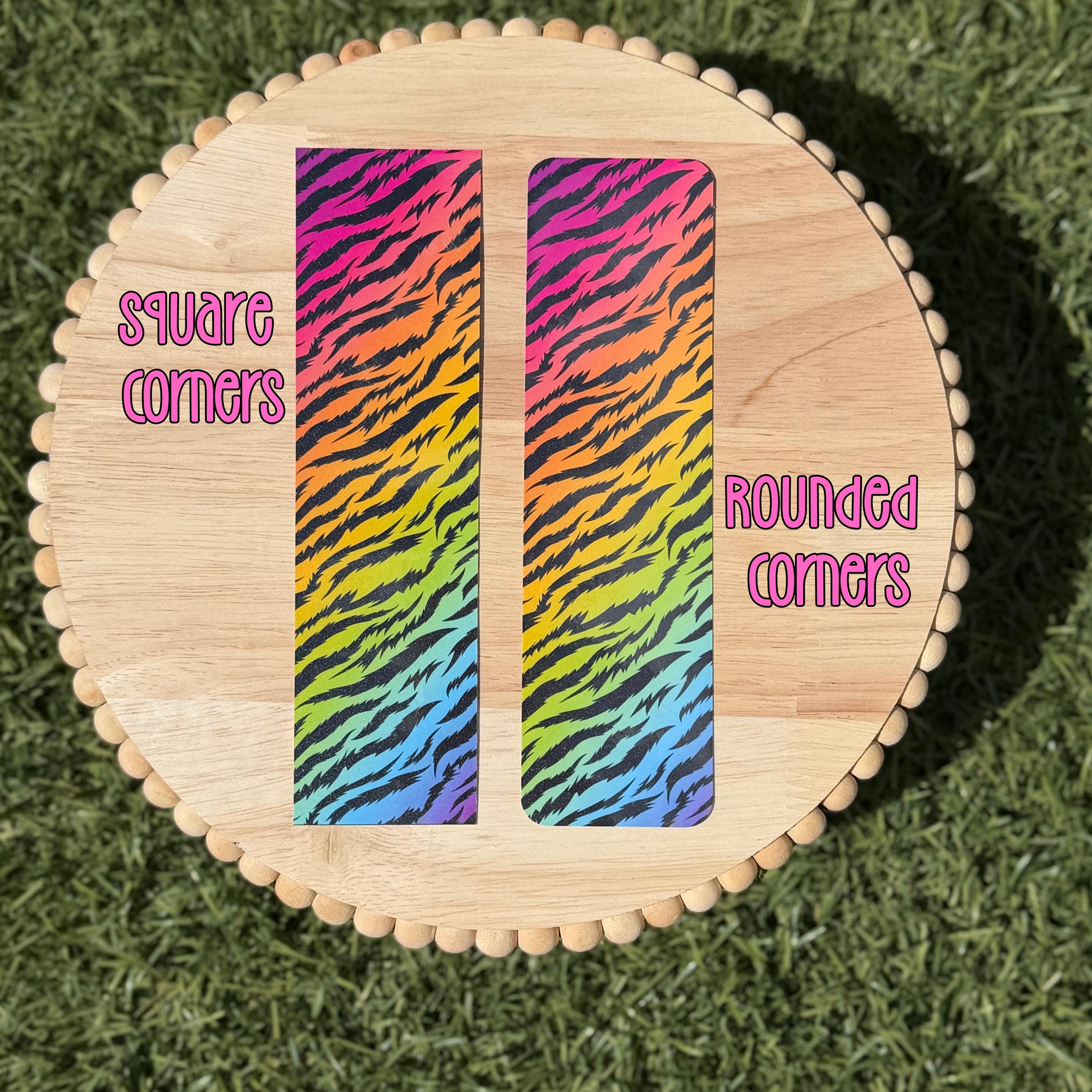 Neon Ghost Bookmark, Spooky Bats Pumpkins and Spiderwebs, Laminated 2x7 Reader Gift, Square or Rounded Corners