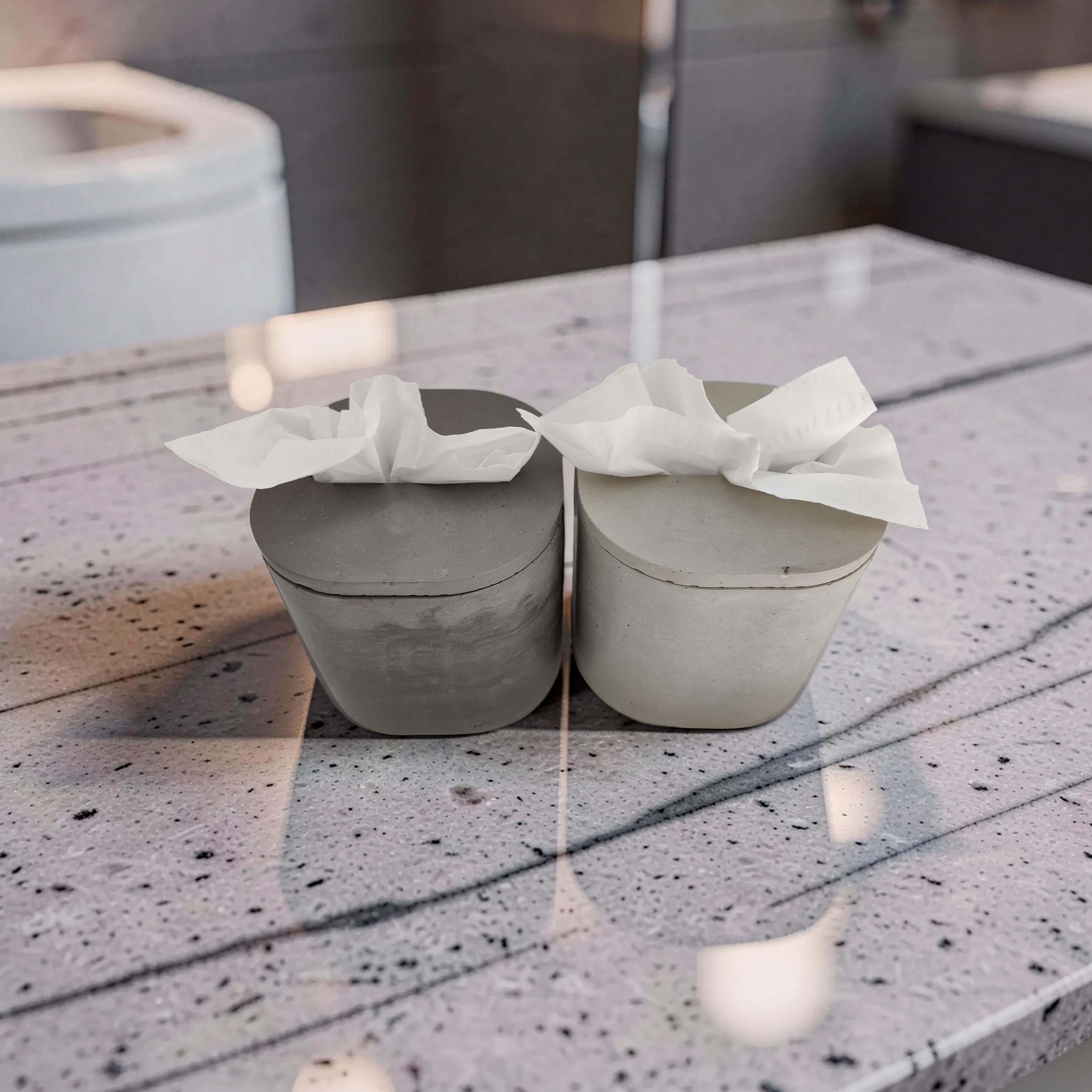 Modern Concrete Tissue Box, Minimalist Vanity Decor, Reusable Facial Tissue Dispenser, Industrial Bathroom Accessories,Refillable Tissue Box