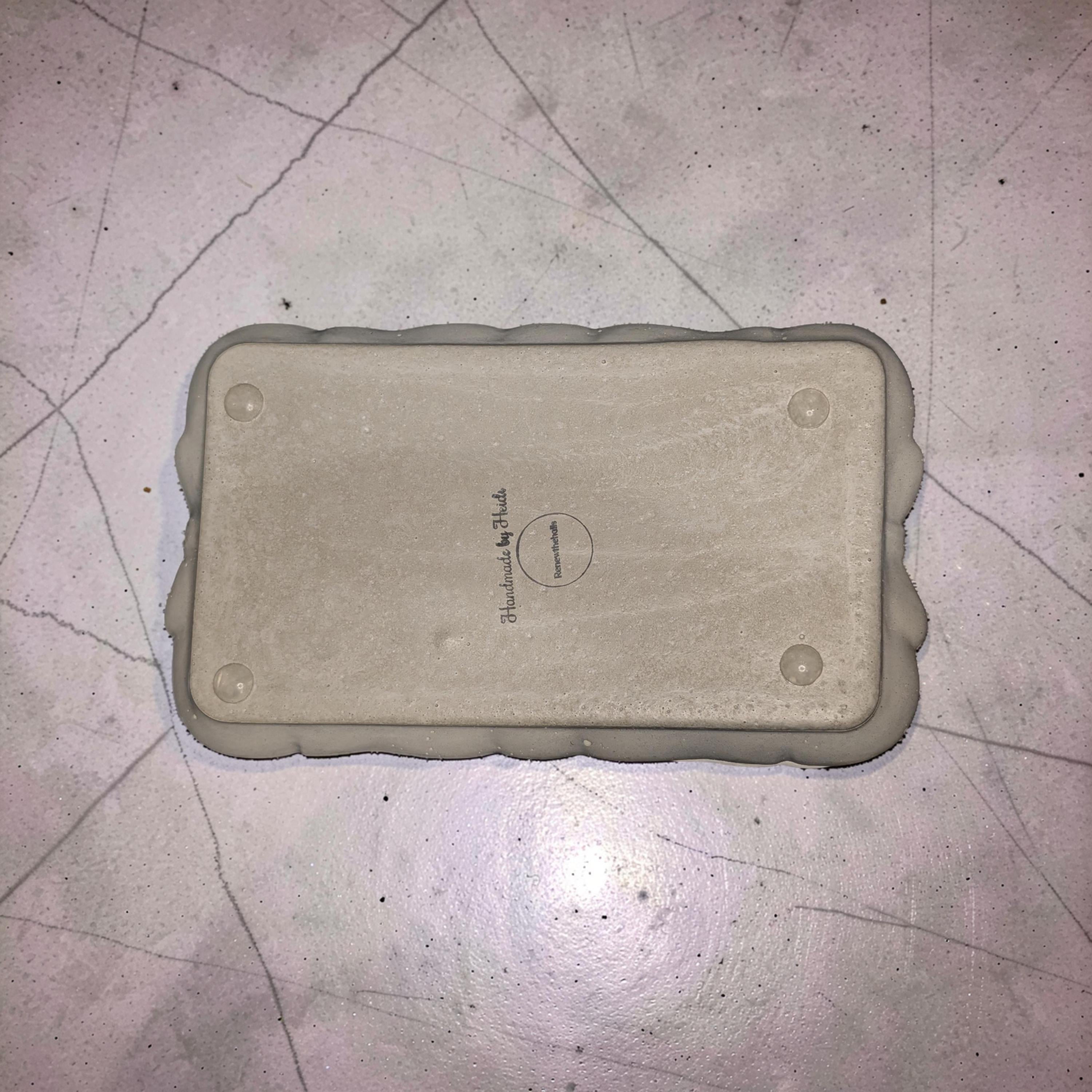 Coquette Concrete Ribbon Tray, Aesthetic Trinket Dish, Key &amp; Ring Holder for Dresser, Neutral Gray Bathroom Vanity Decor, Handmade Gift
