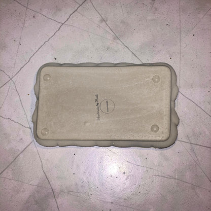 Coquette Concrete Ribbon Tray, Aesthetic Trinket Dish, Key &amp; Ring Holder for Dresser, Neutral Gray Bathroom Vanity Decor, Handmade Gift