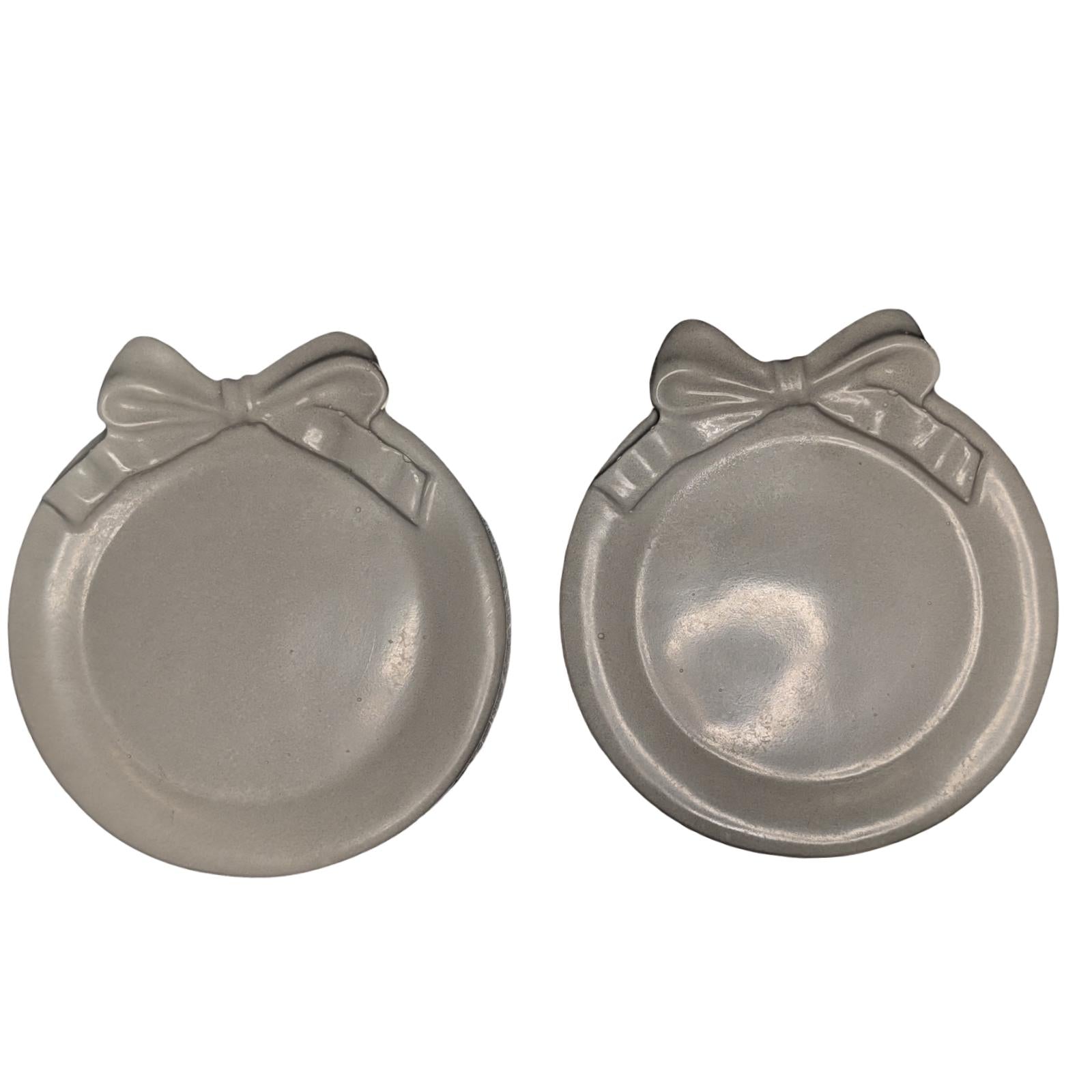 Coquette Concrete Bow Ring Dish | Cute Ribbon Jewelry Tray | Round Trinket Bowl | Natural &amp; Grey Coaster Set | Aesthetic Bedroom Decor