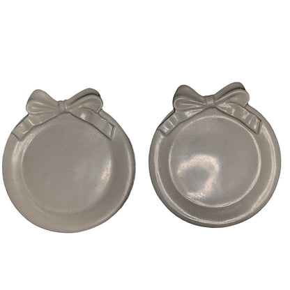 Coquette Concrete Bow Ring Dish | Cute Ribbon Jewelry Tray | Round Trinket Bowl | Natural &amp; Grey Coaster Set | Aesthetic Bedroom Decor