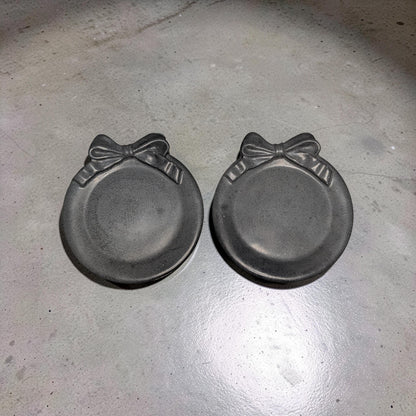 Coquette Concrete Bow Ring Dish | Cute Ribbon Jewelry Tray | Round Trinket Bowl | Natural &amp; Grey Coaster Set | Aesthetic Bedroom Decor