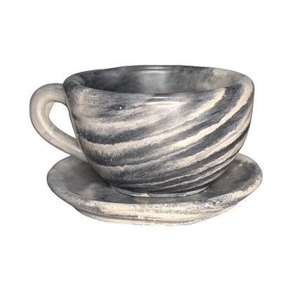 Minimalist Concrete Heart Teacup &amp; Saucer Set | Modern Succulent Planter | Jewelry Dish | Minimalist Concrete Mug + Saucer Set