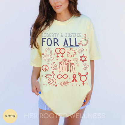 Liberty and Justice for All Shirt, Liberal July 4th 250th Anniversary Tee, Patriotic Equal Rights Tshirt, Inclusive Equality Protest Apparel