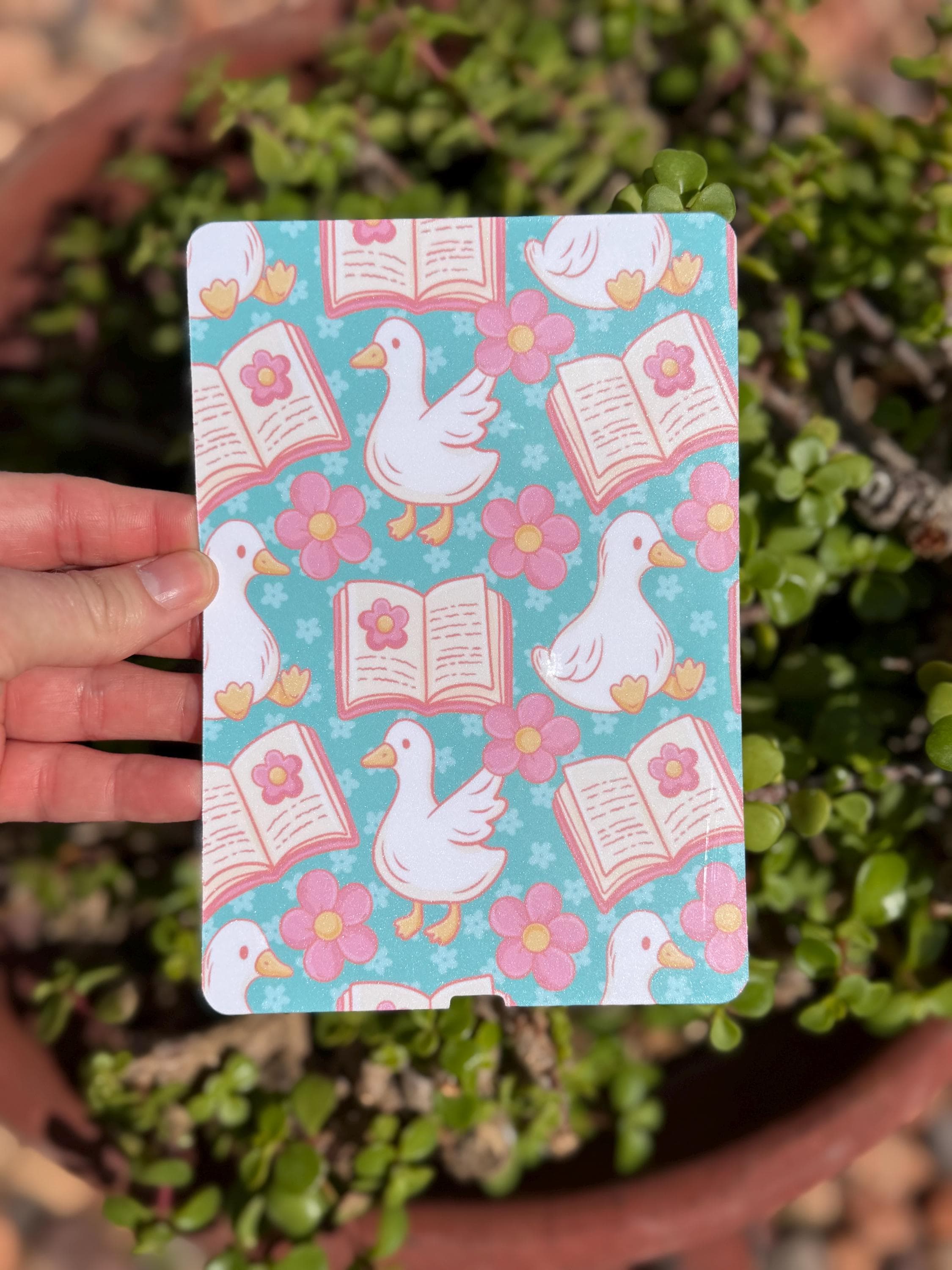 Bookish Goose Kindle Insert | Floral Reader E-Reader Case Insert | Cute Duck Reading Aesthetic | Clear or Holographic