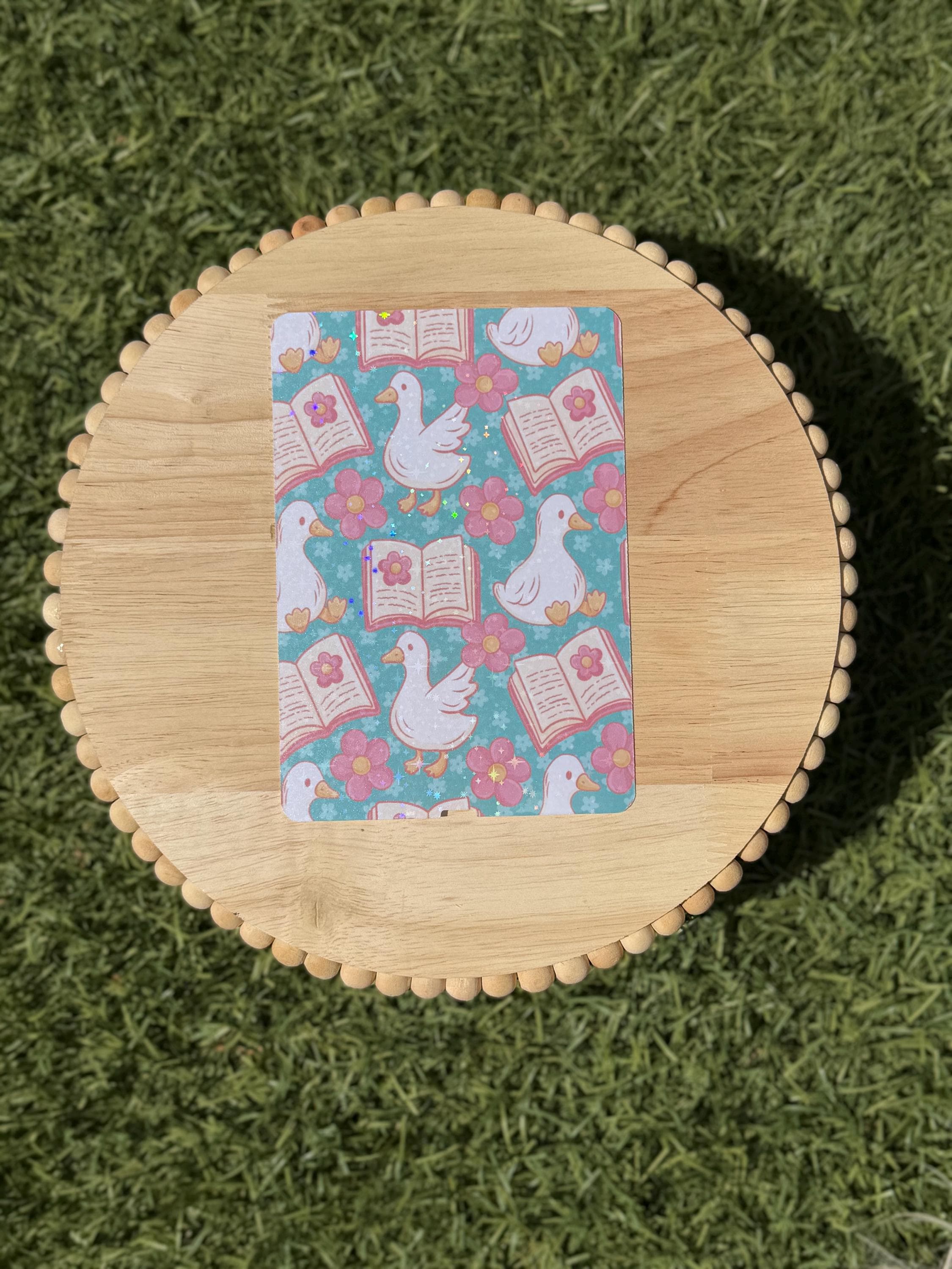 Bookish Goose Kindle Insert | Floral Reader E-Reader Case Insert | Cute Duck Reading Aesthetic | Clear or Holographic