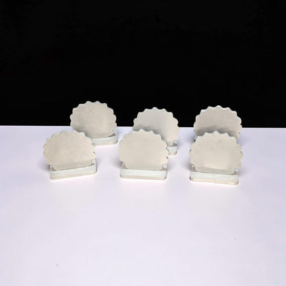 Blank Concrete Signs with Stands | Scalloped Table Top Display | DIY Wedding Table Numbers | Retail Price Signs | Small Food Stationery Sign