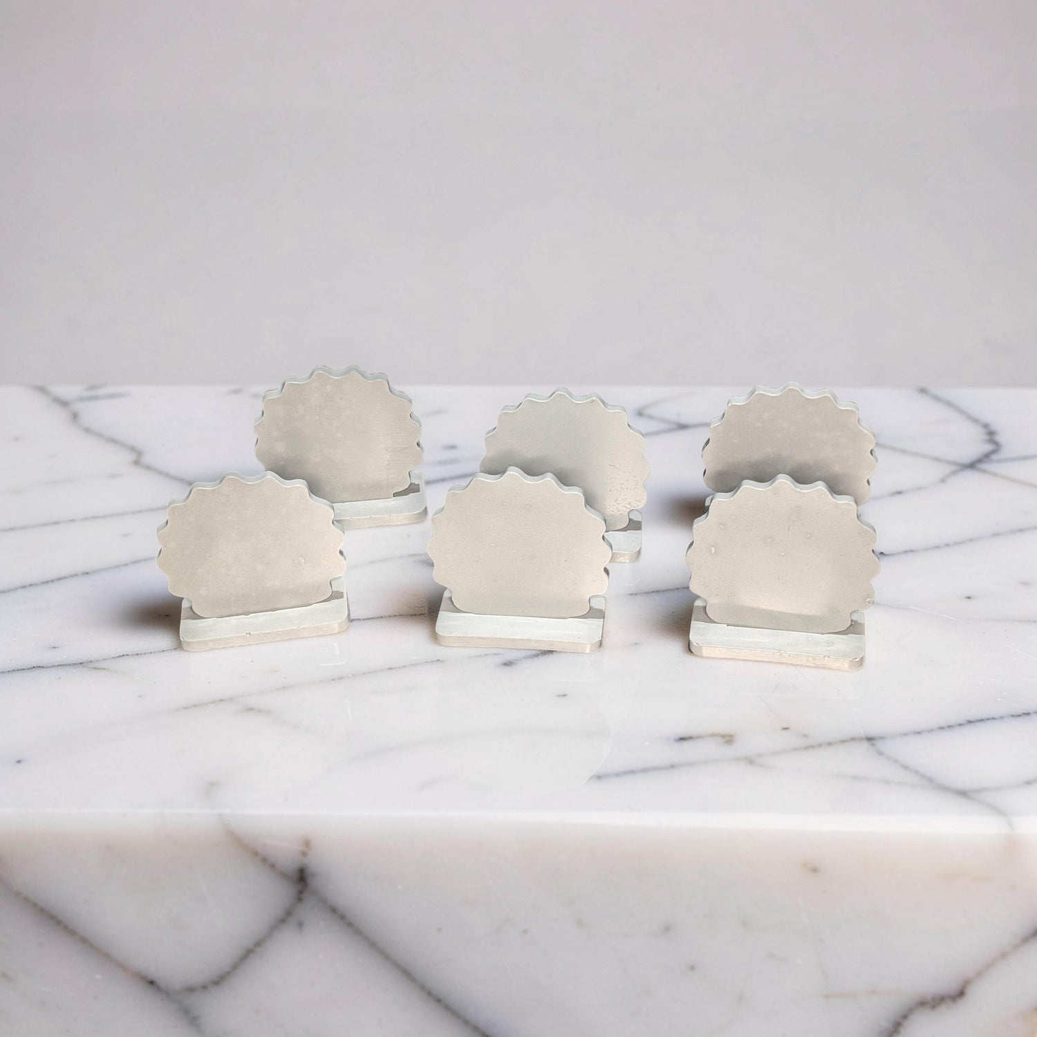 Blank Concrete Signs with Stands | Scalloped Table Top Display | DIY Wedding Table Numbers | Retail Price Signs | Small Food Stationery Sign