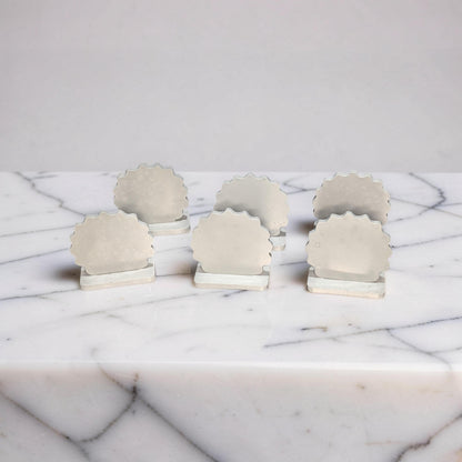 Blank Concrete Signs with Stands | Scalloped Table Top Display | DIY Wedding Table Numbers | Retail Price Signs | Small Food Stationery Sign